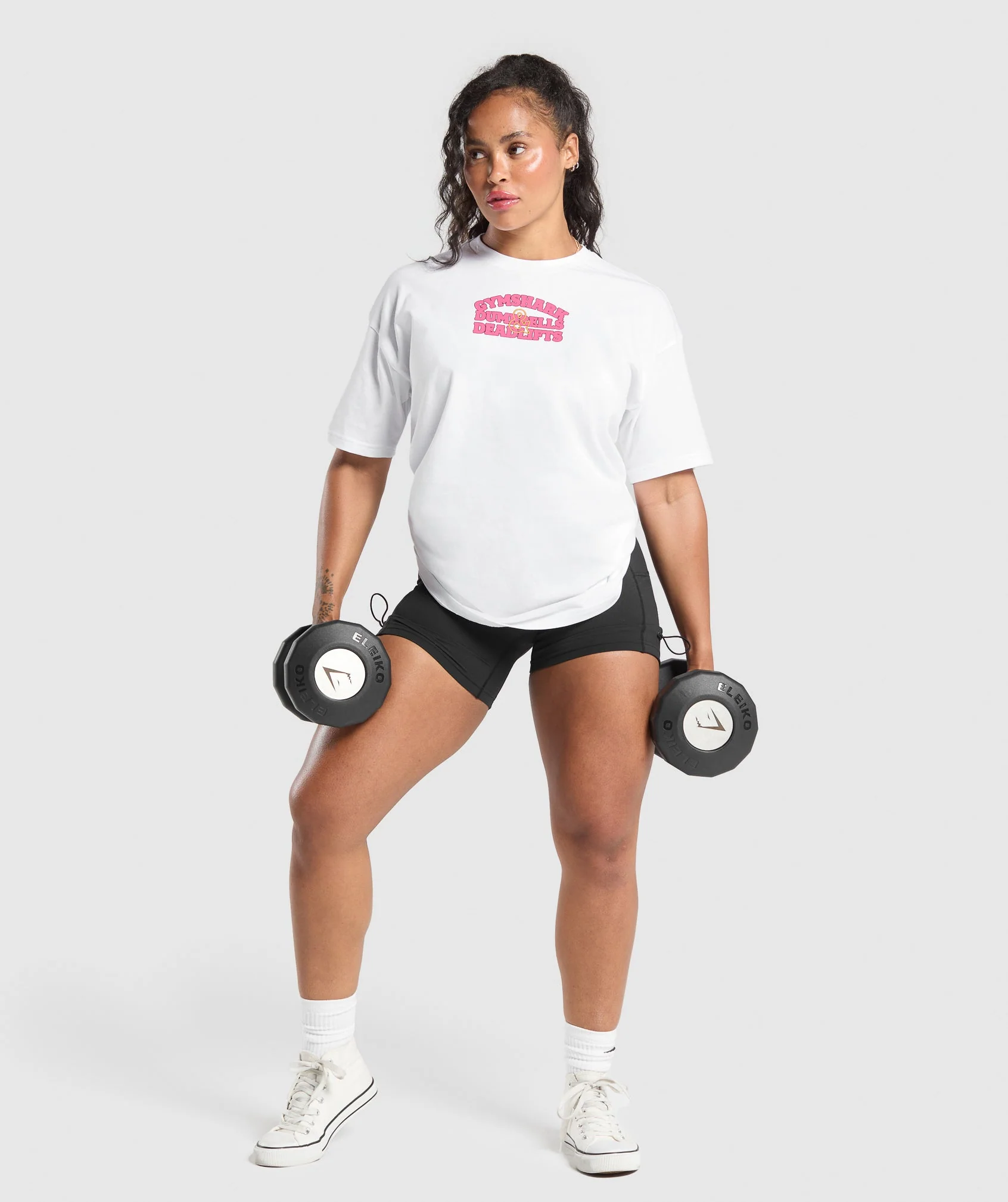 Gymshark Dumbells & Deadlifts Oversized T-Shirt - White - Image 4