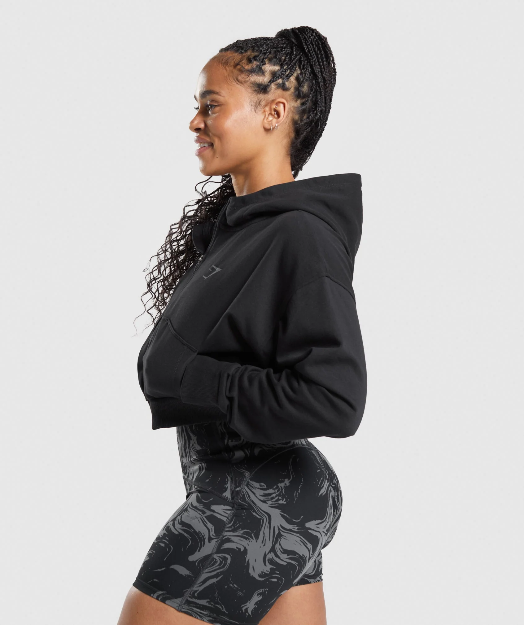Gymshark GS Power Cropped Zip Hoodie - Black - Image 3