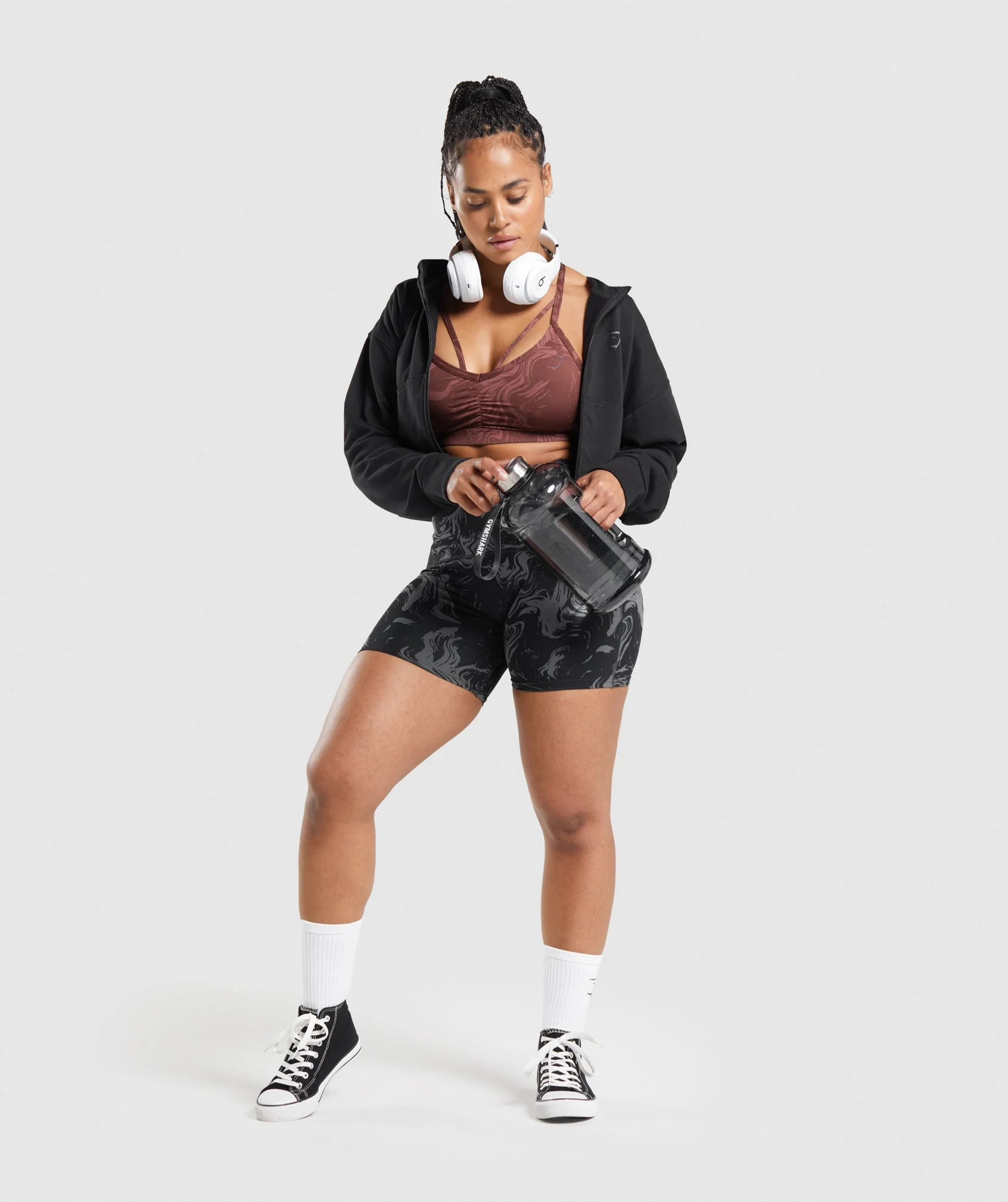 Gymshark GS Power Cropped Zip Hoodie - Black - Image 4