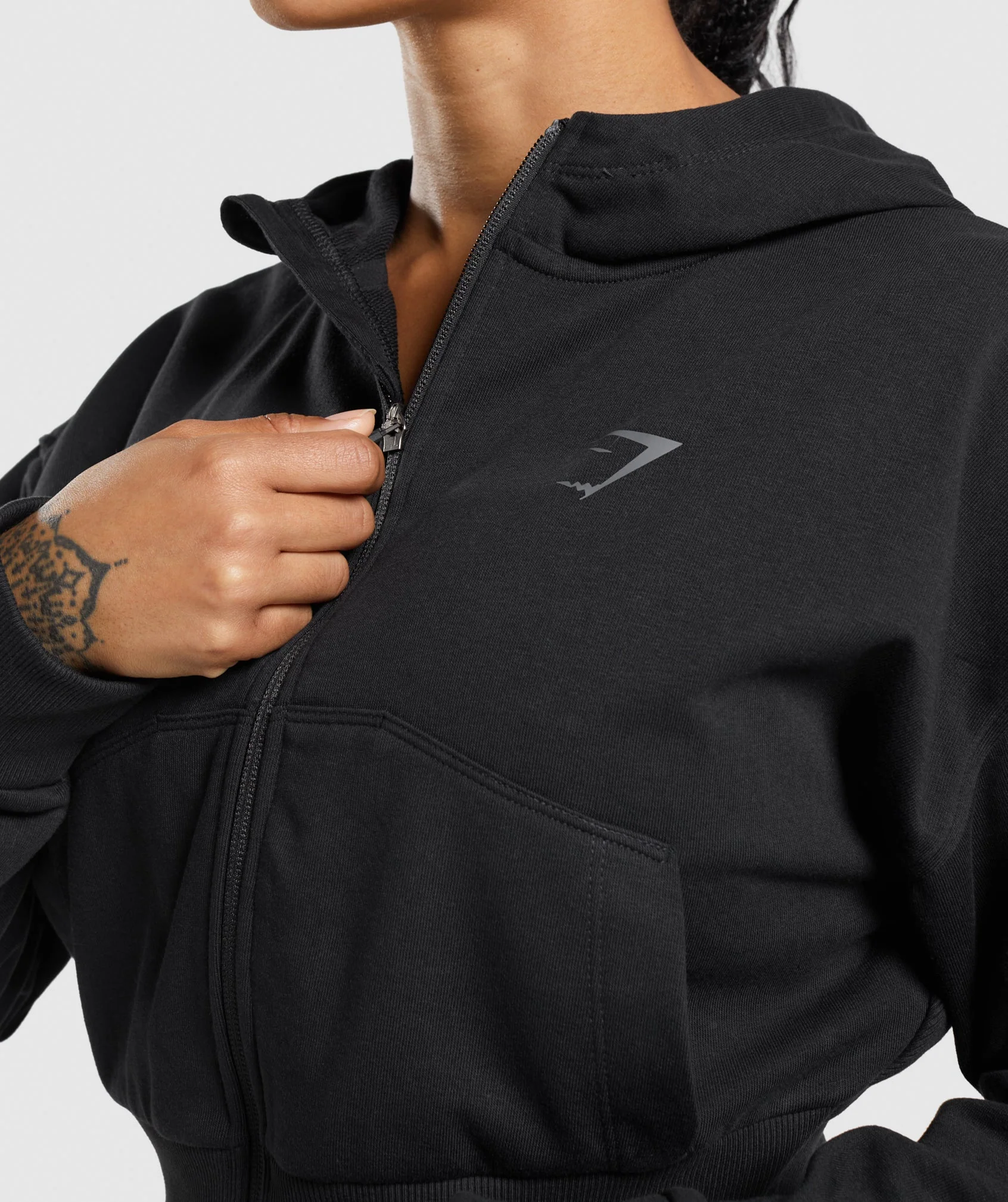Gymshark GS Power Cropped Zip Hoodie - Black - Image 5