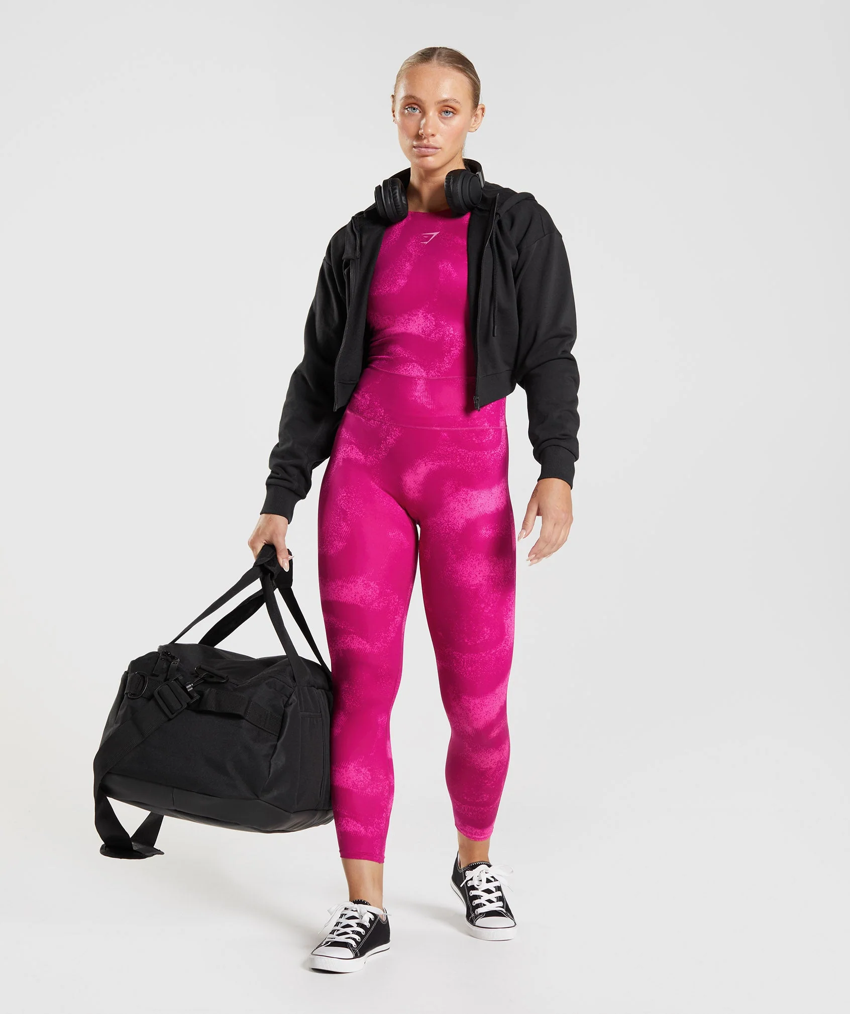 Gymshark GS Power Full Length All In One - Magenta Pink Print - Image 4