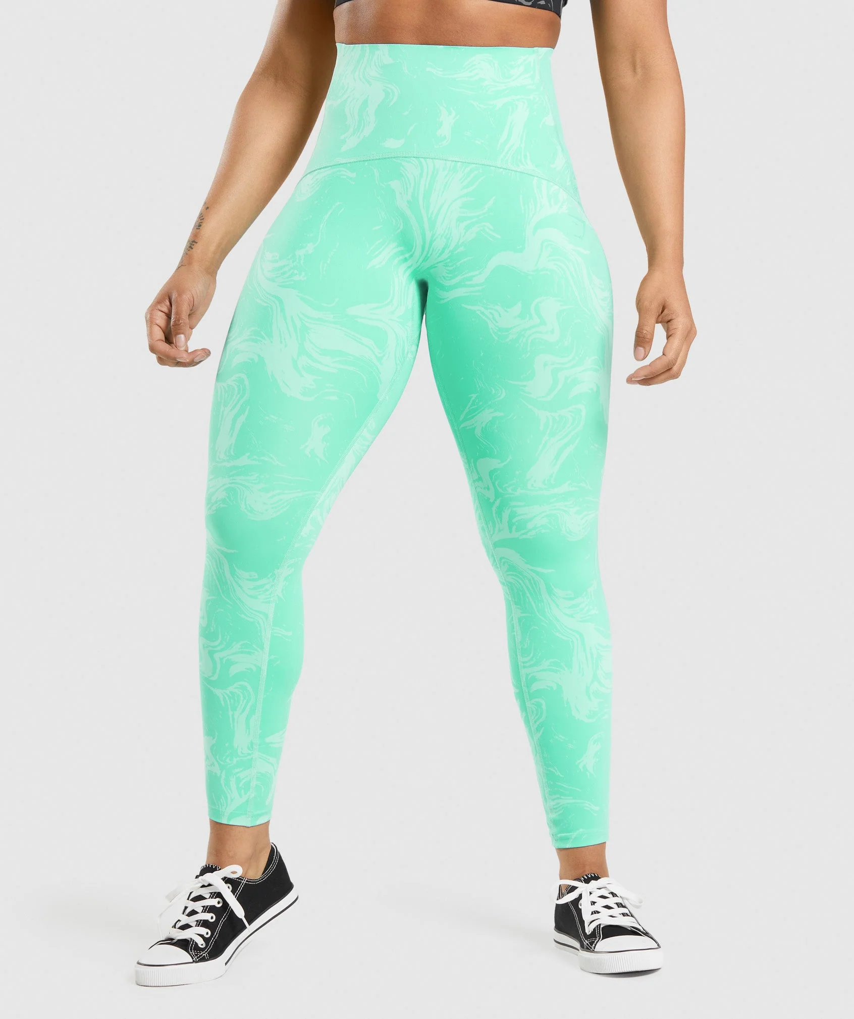 Gymshark Waist Support Leggings - Bright Turquoise Print