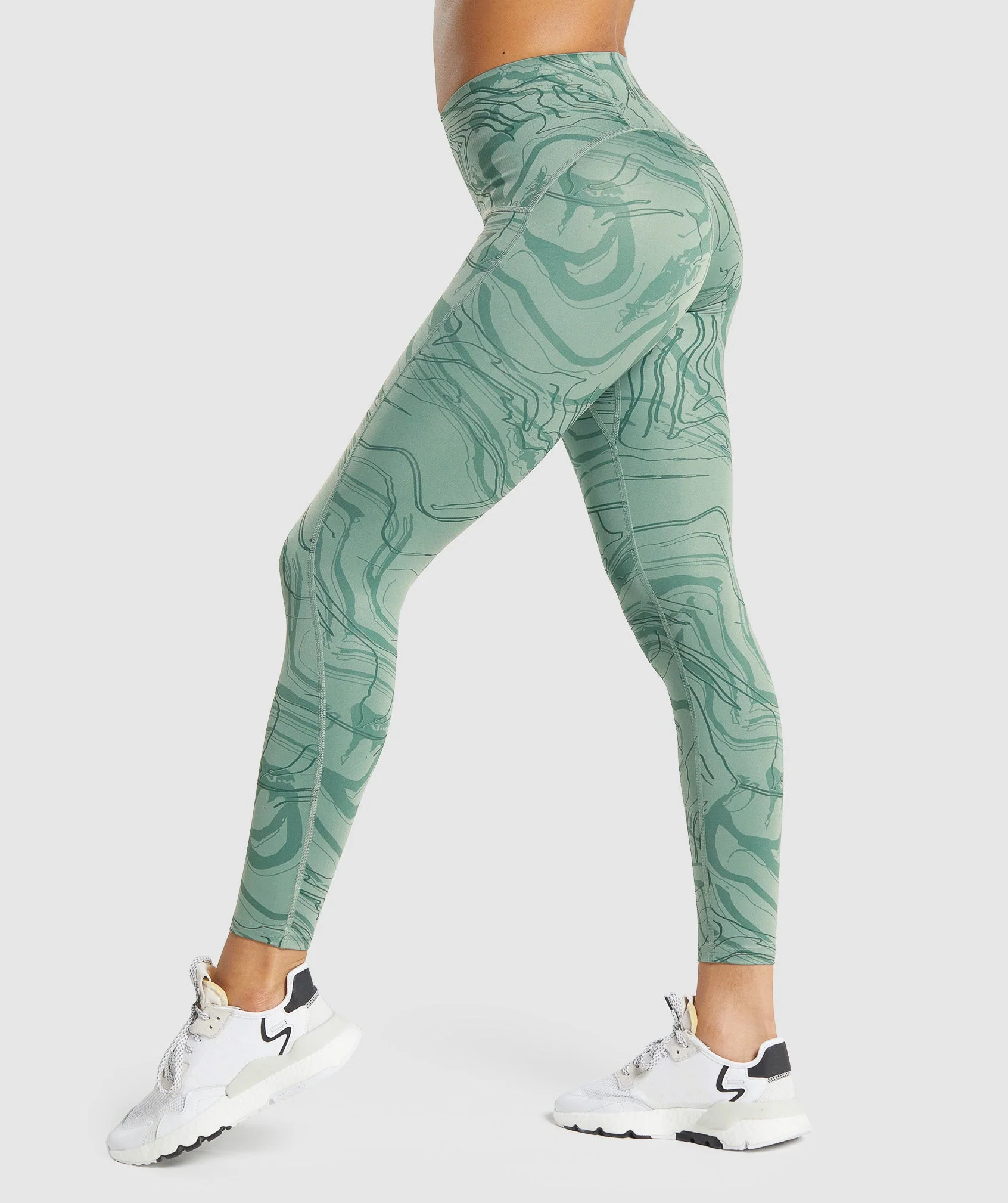 Gymshark GS Power Support Leggings - Green Print - Image 3