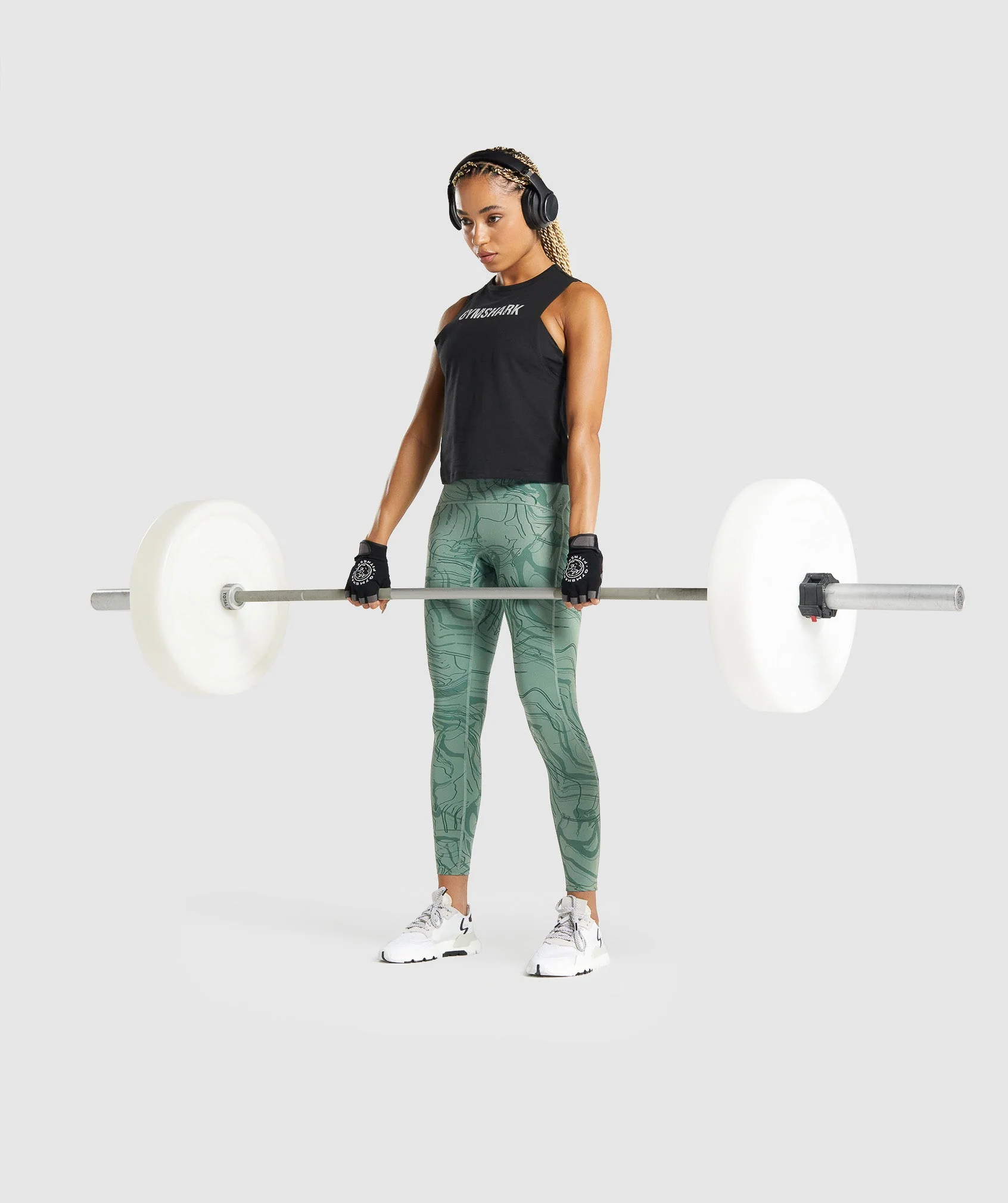 Gymshark GS Power Support Leggings - Green Print - Image 4