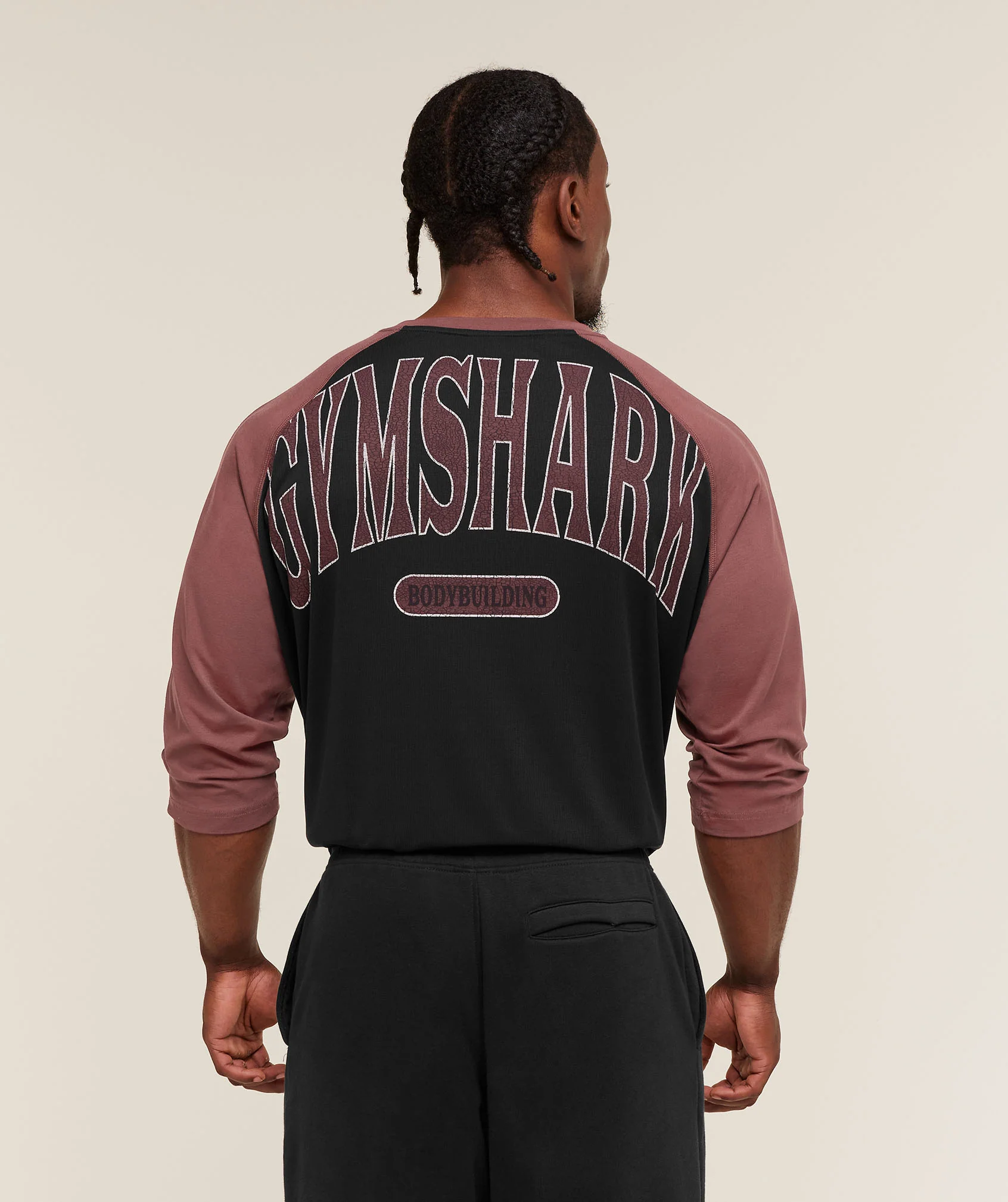 Gymshark 1/3 LS Graphic T-Shirt - Black/Burgundy Brown - Image 4