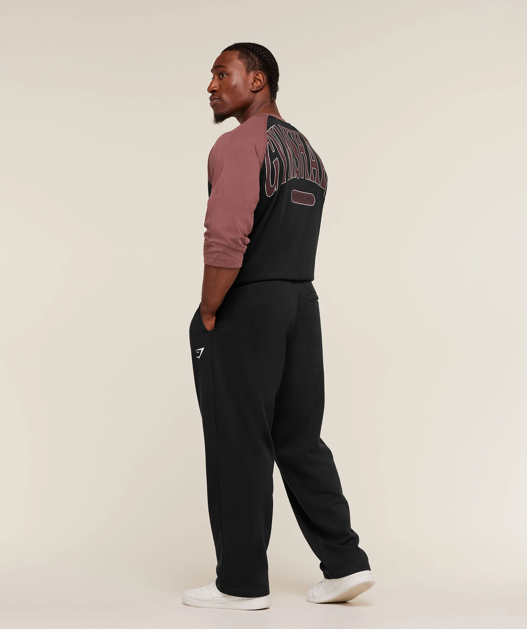 Gymshark 1/3 LS Graphic T-Shirt - Black/Burgundy Brown - Image 5
