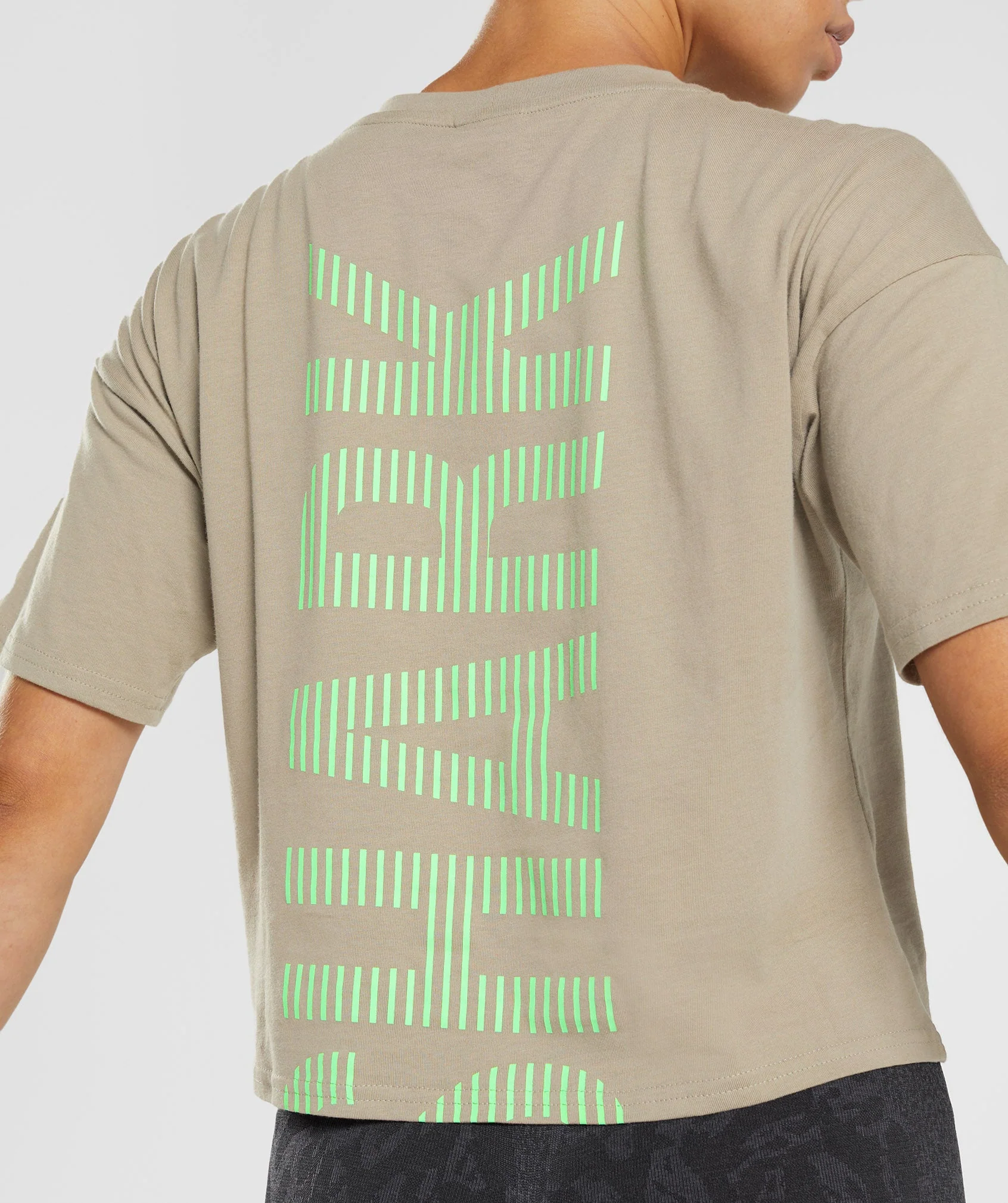 Gymshark 315 Midi T-Shirt - Cement Brown/Fluo Lime - Image 5