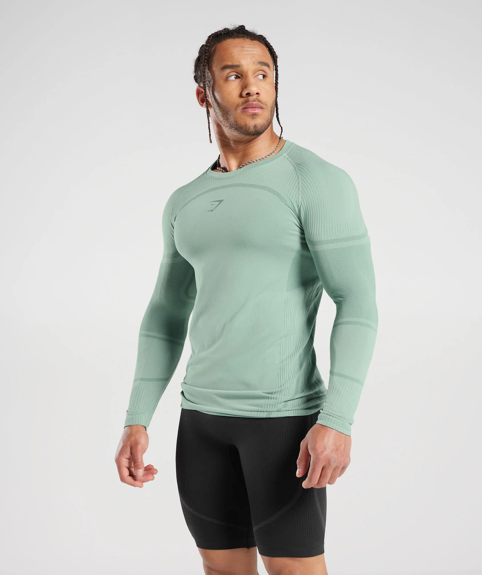 Gymshark 315 Seamless Long Sleeve T-Shirt - Frost Teal/Ink Teal - Image 3