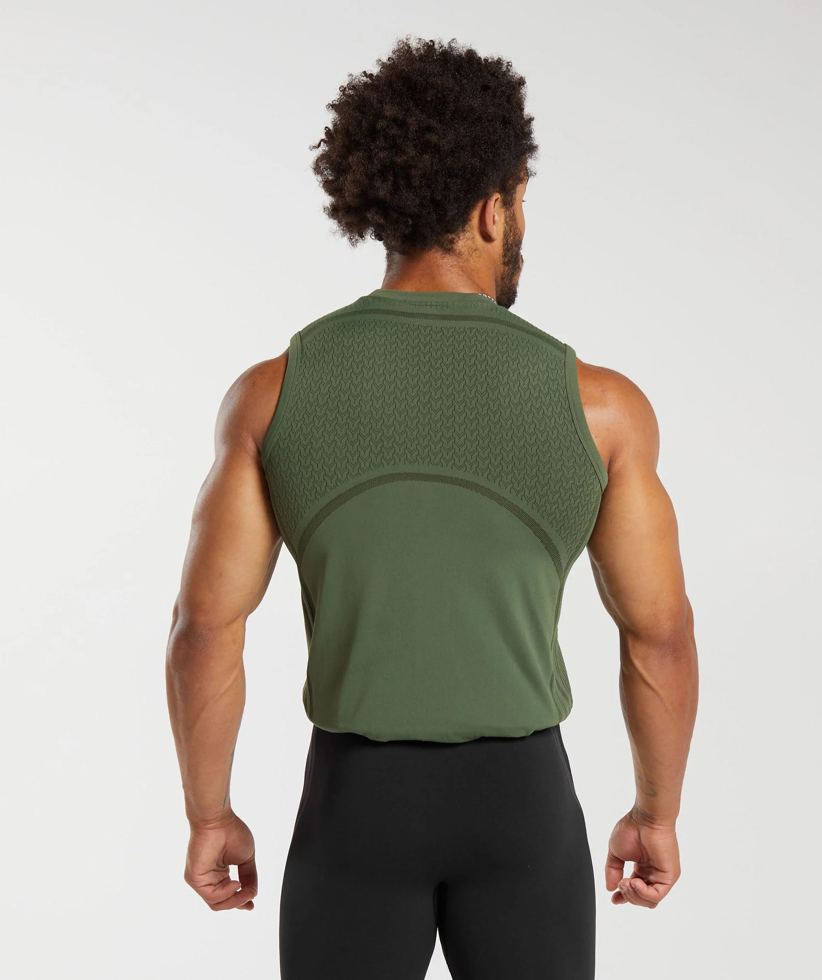 Gymshark 315 Seamless Tank - Core Olive/Deep Olive Green - Image 2