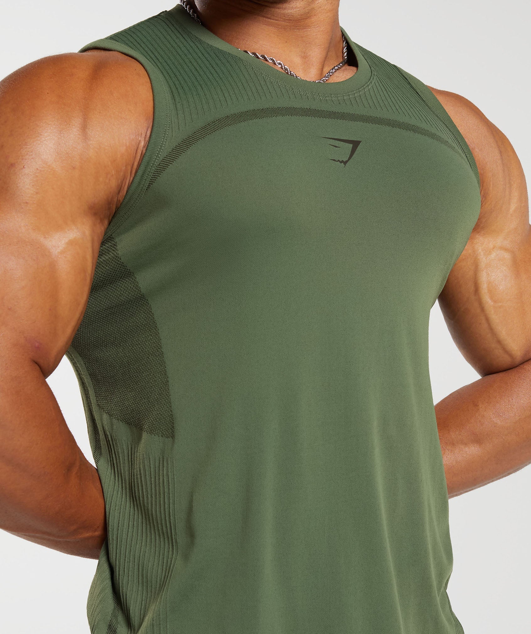 Gymshark 315 Seamless Tank - Core Olive/Deep Olive Green - Image 5