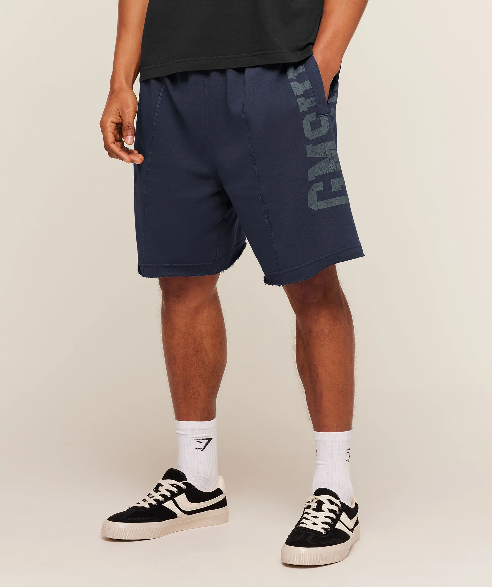 Gymshark Accent Graphic Sweat Shorts - Heavy Blue - Image 2