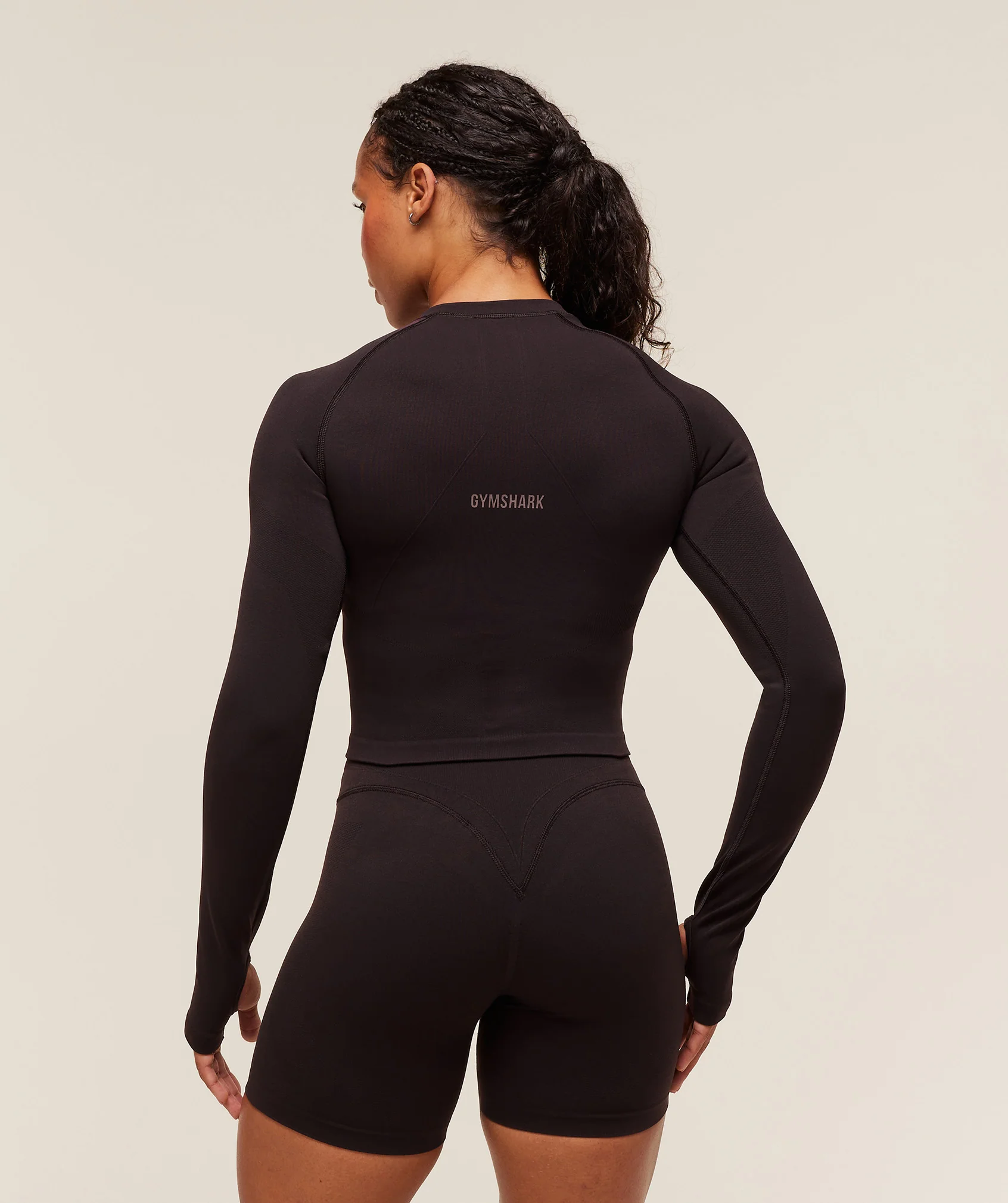 Gymshark Activate Long Sleeve Crop Top - Plum Brown - Image 2