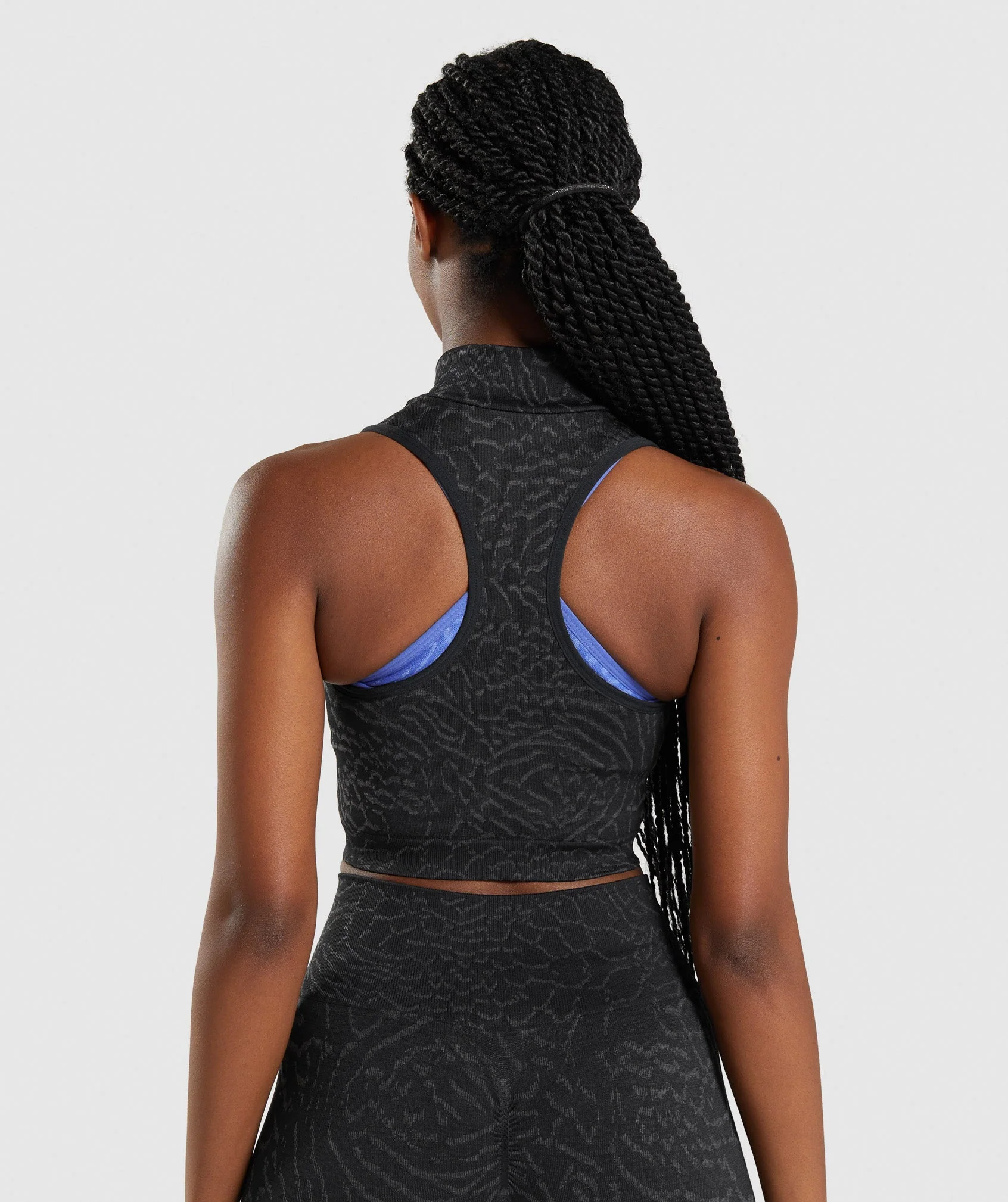 Gymshark Adapt Animal Seamless Crop 1/2 Zip - Black - Image 2