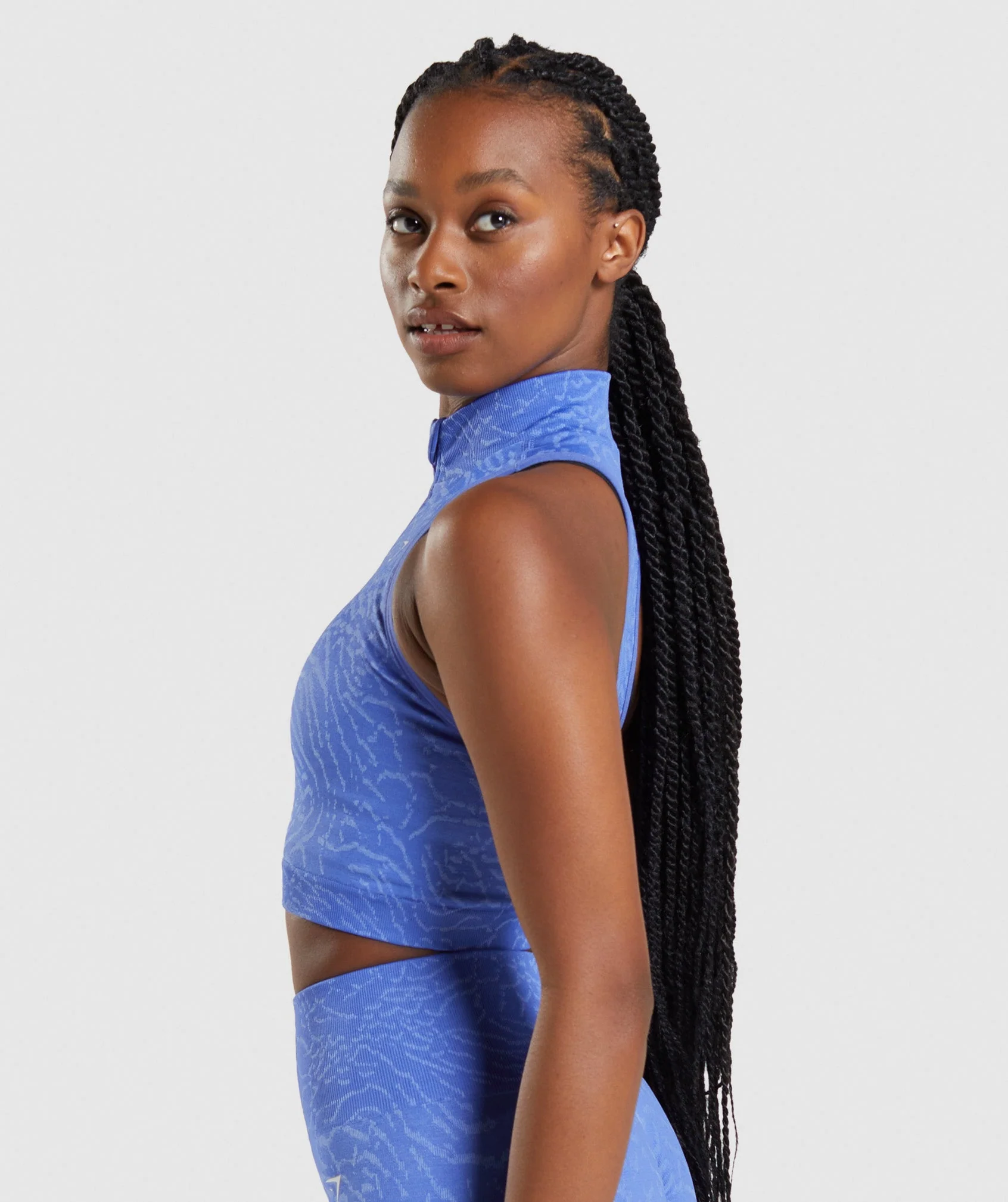 Gymshark Adapt Animal Seamless Crop 1/2 Zip - Court Blue - Image 3