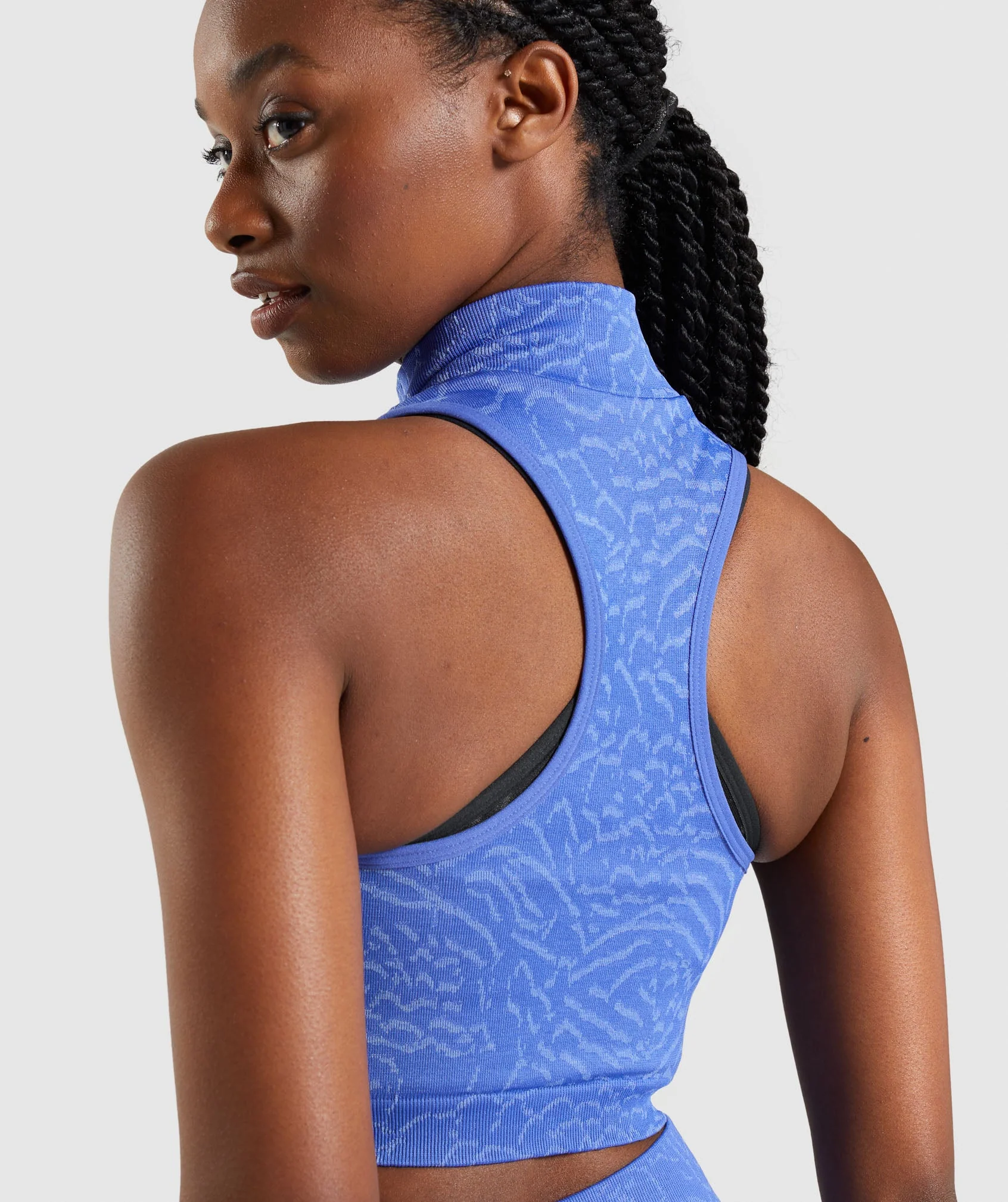 Gymshark Adapt Animal Seamless Crop 1/2 Zip - Court Blue - Image 6