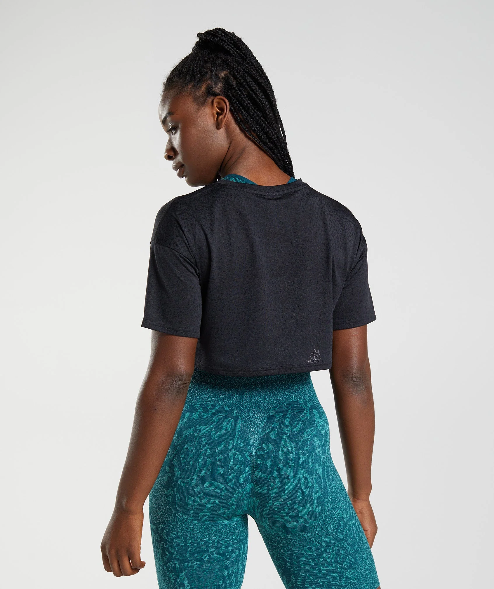 Gymshark Adapt Animal Seamless Crop Top - Reef | Black - Image 2