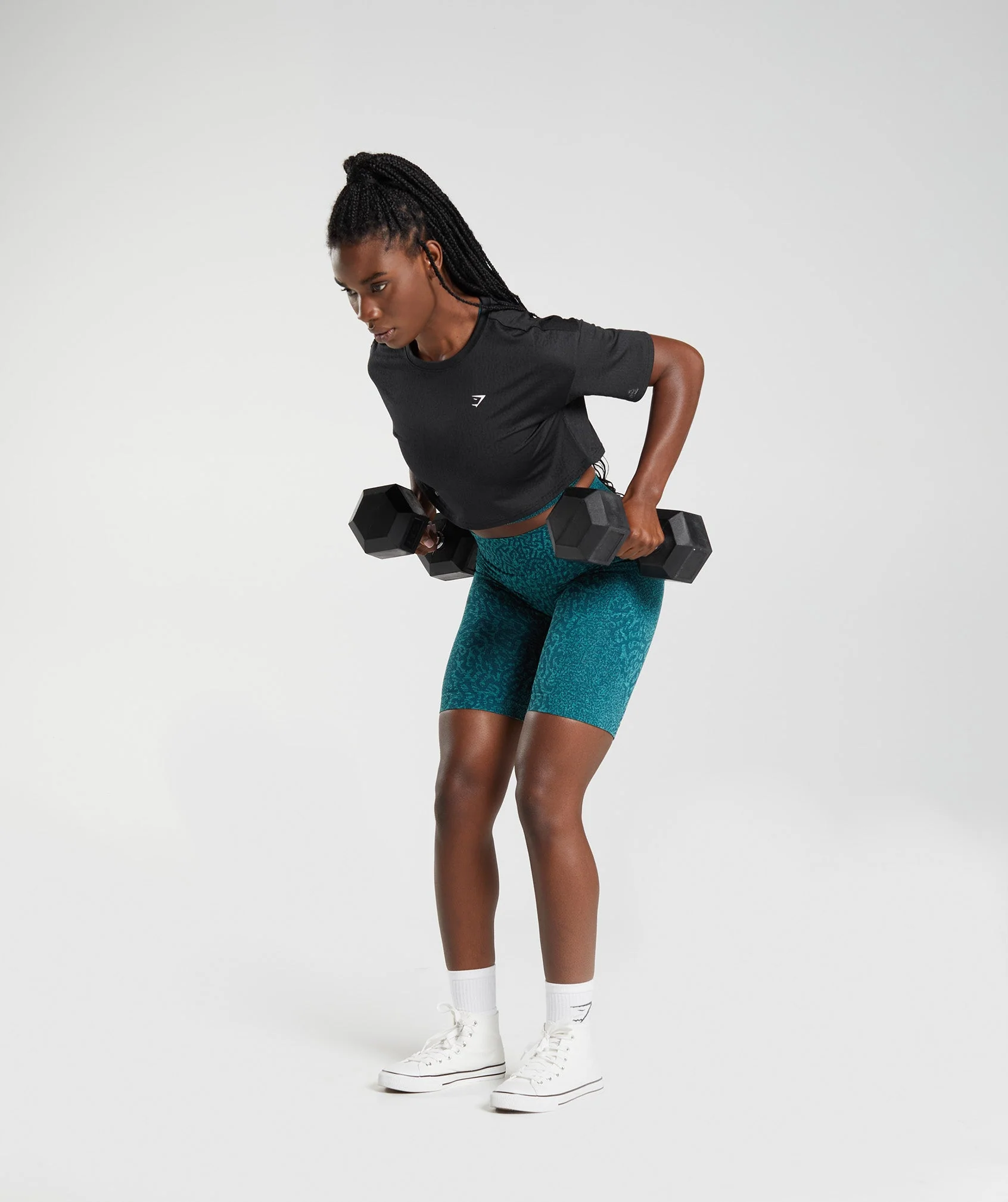 Gymshark Adapt Animal Seamless Crop Top - Reef | Black - Image 4