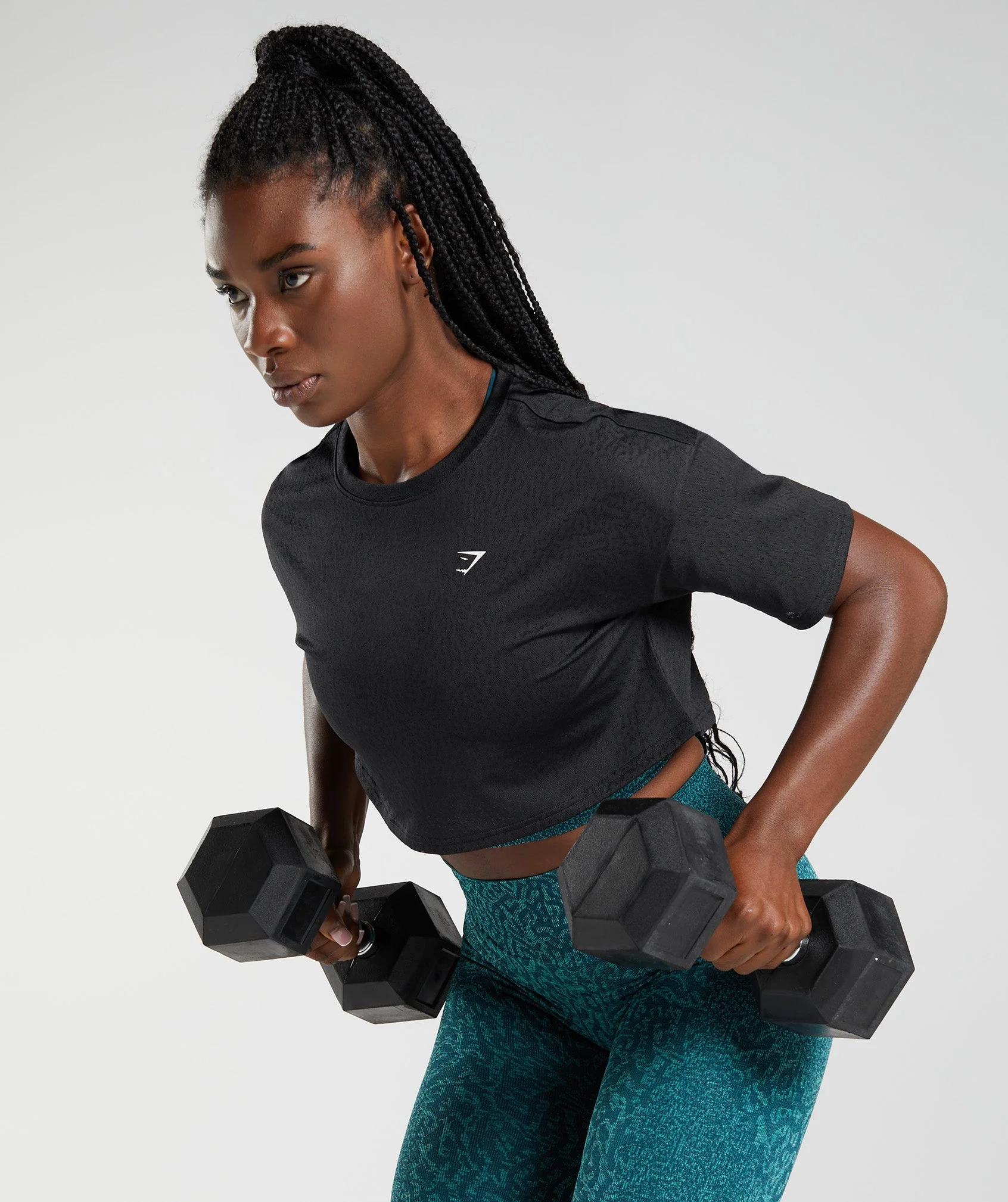 Gymshark Adapt Animal Seamless Crop Top - Reef | Black - Image 6