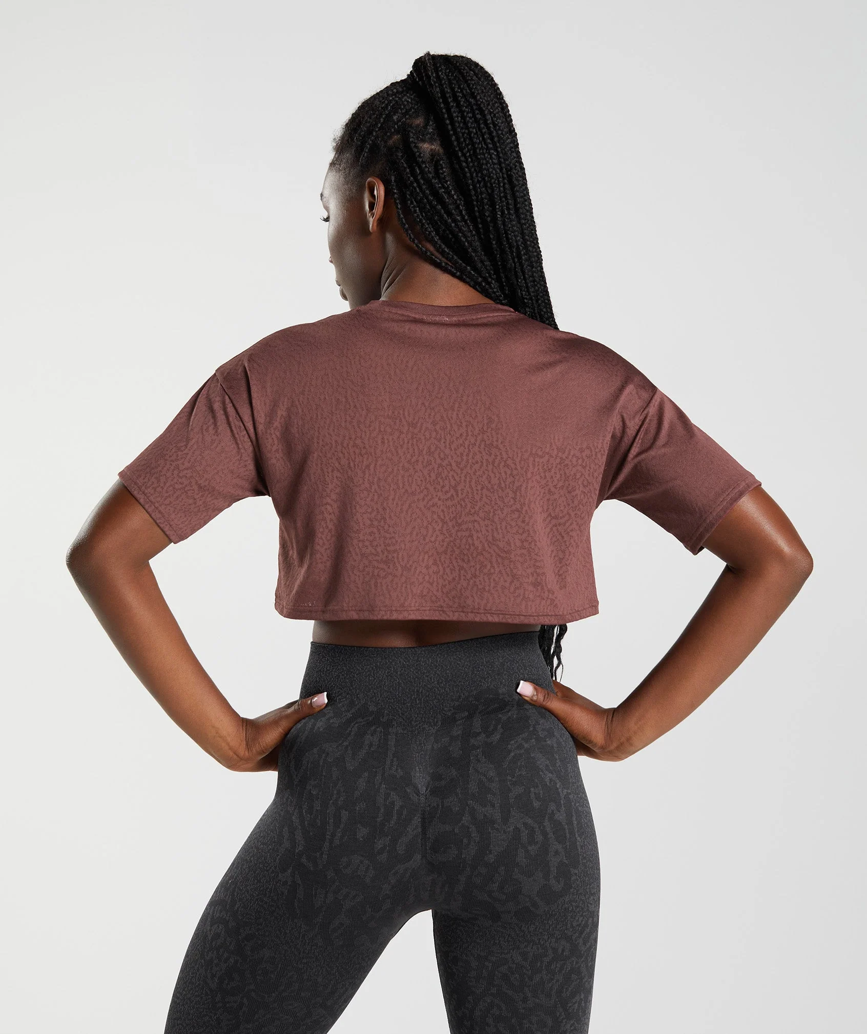 Gymshark Adapt Animal Seamless Crop Top - Reef | Cherry Brown - Image 2