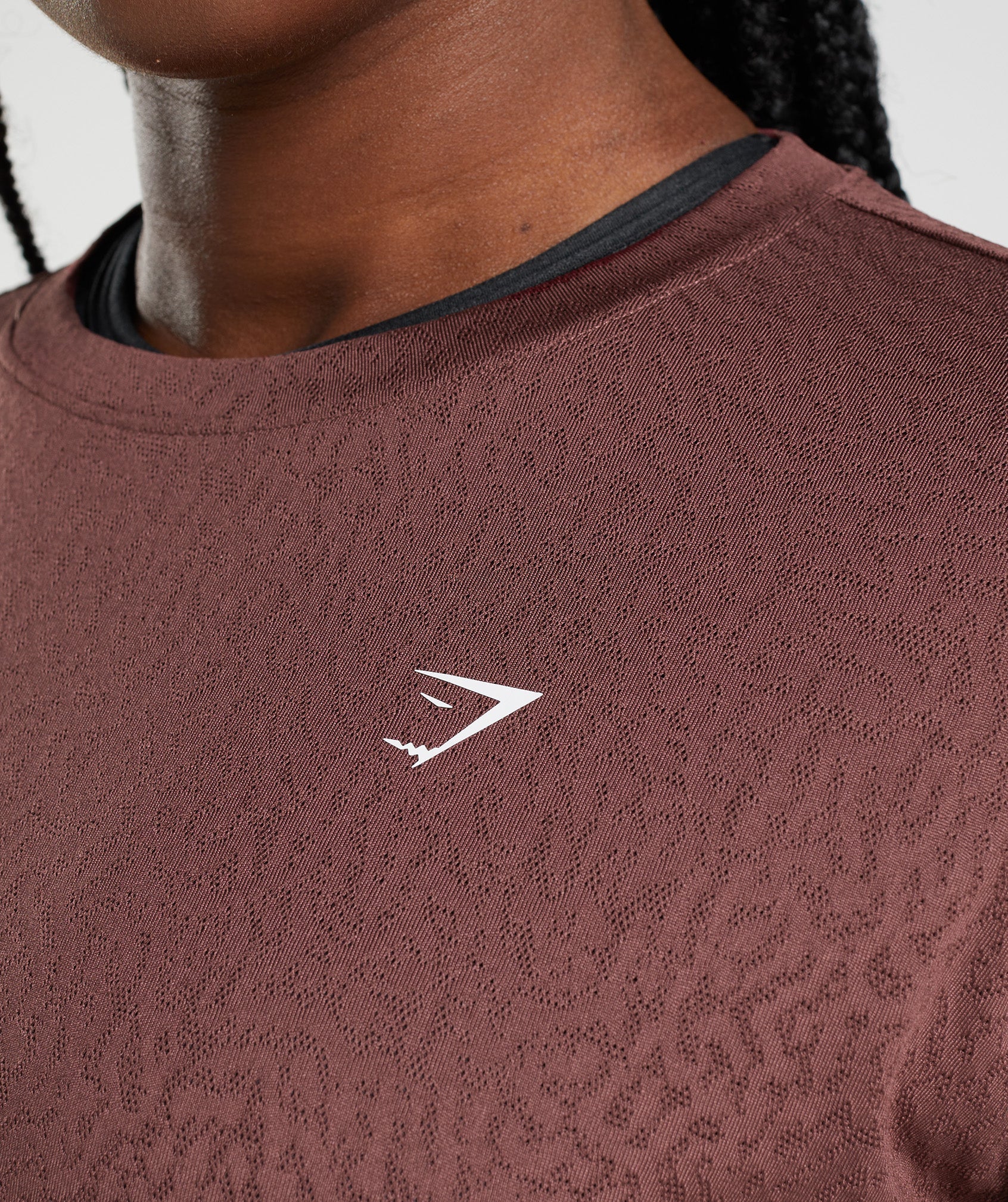Gymshark Adapt Animal Seamless Crop Top - Reef | Cherry Brown - Image 3