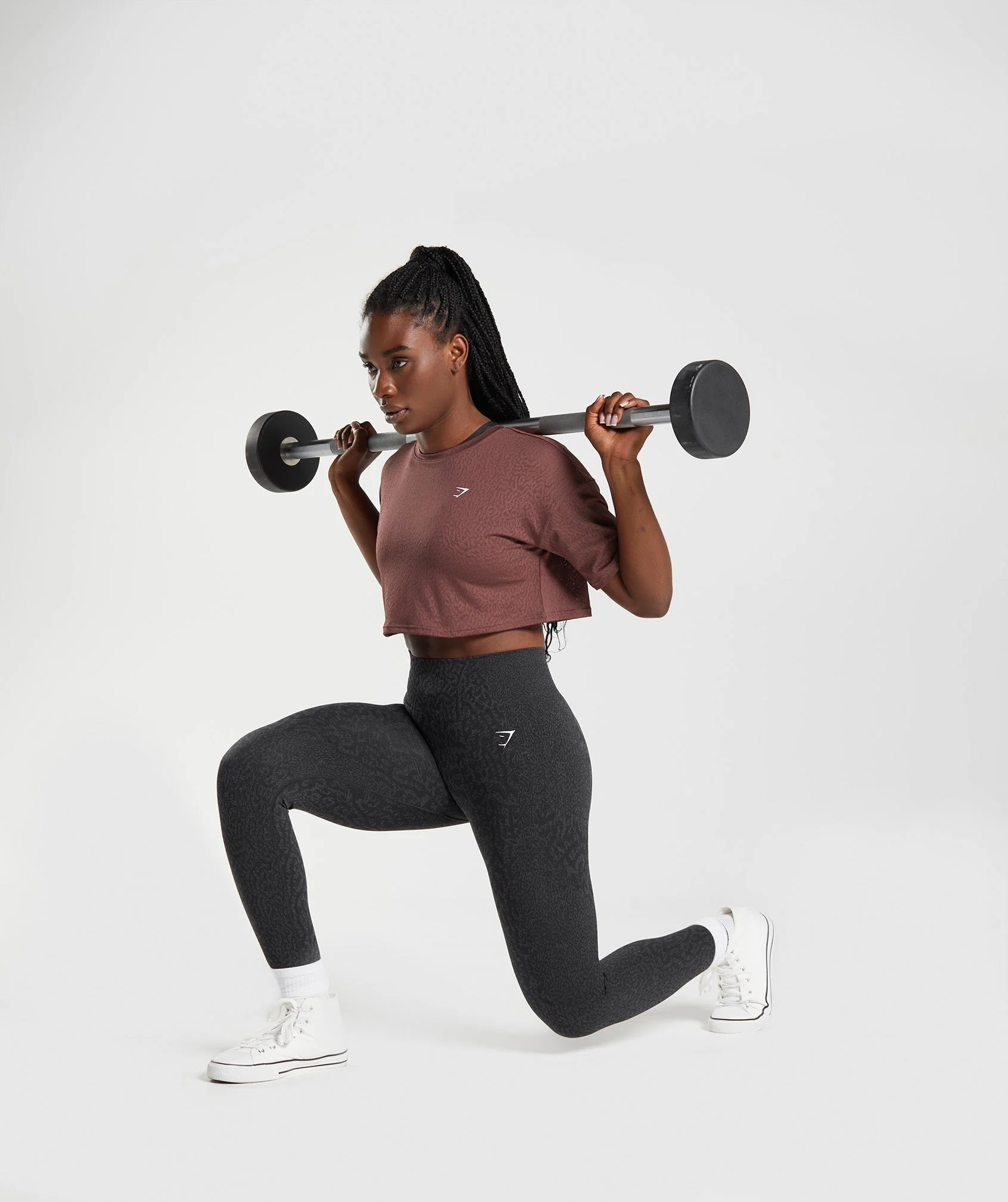Gymshark Adapt Animal Seamless Crop Top - Reef | Cherry Brown - Image 4