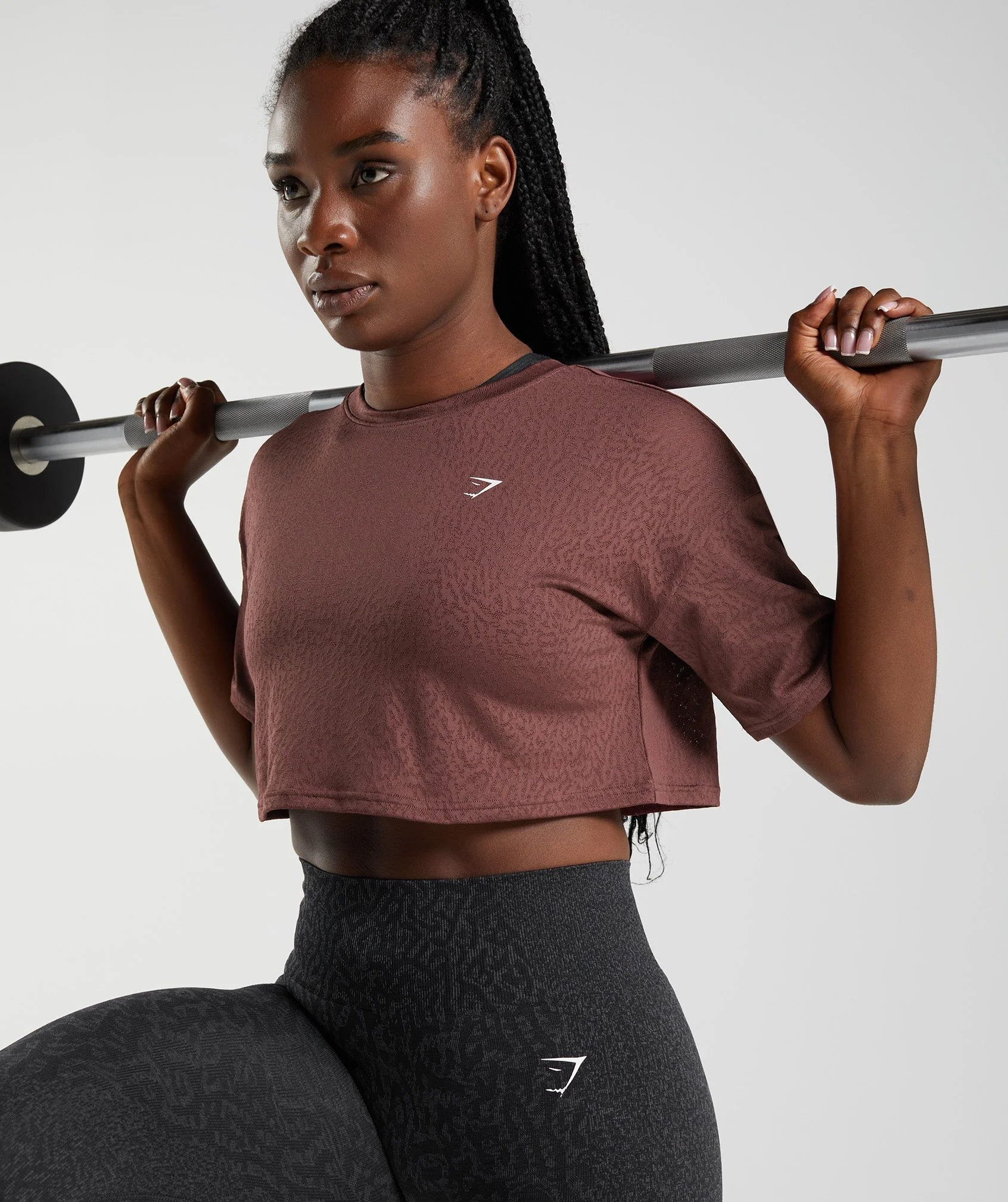 Gymshark Adapt Animal Seamless Crop Top - Reef | Cherry Brown - Image 6