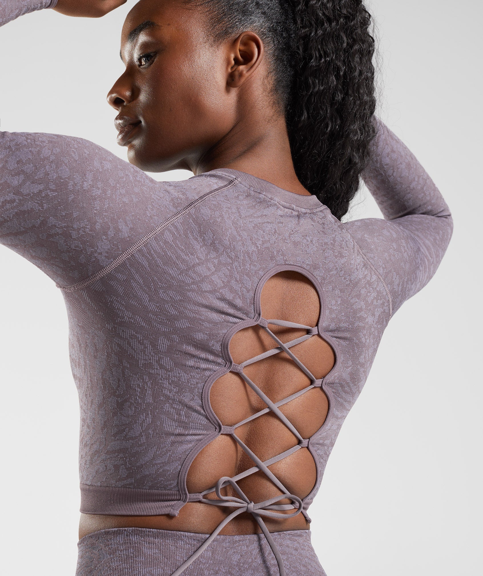 Gymshark Adapt Animal Seamless Lace Up Back Top - Wild | Musk Lilac - Image 6