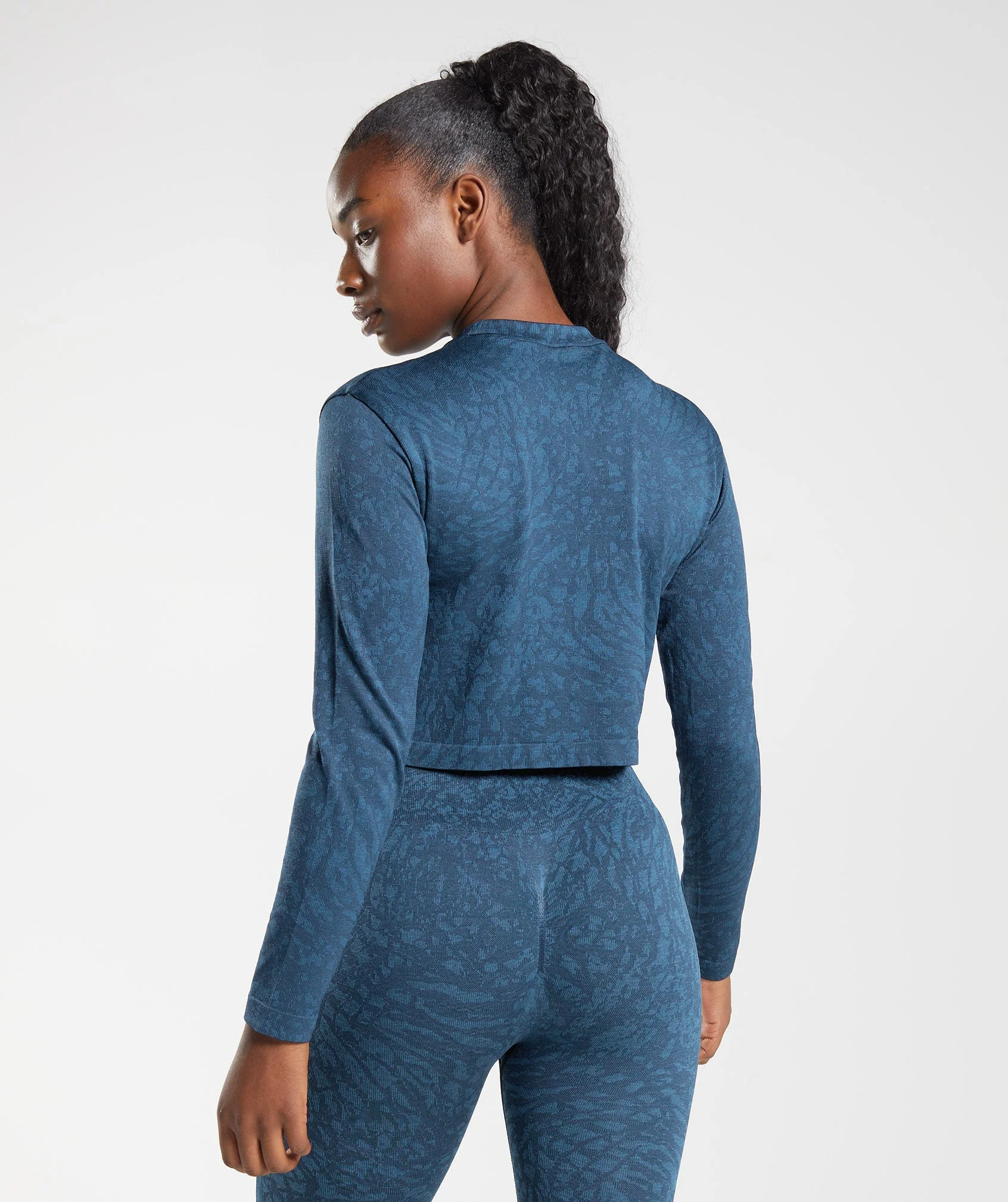 Gymshark Adapt Animal Seamless Long Sleeve Top - Wild | Navy - Image 2