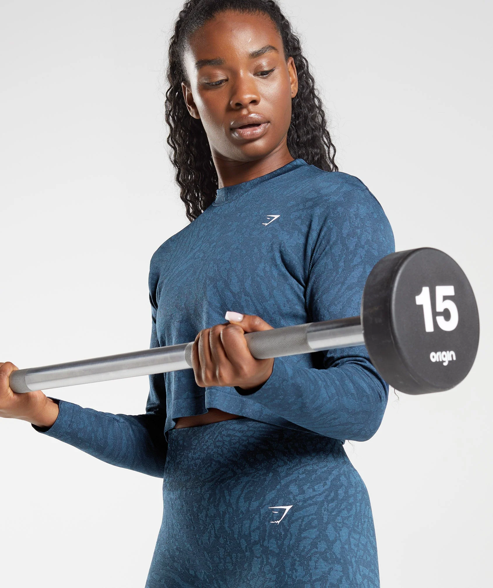 Gymshark Adapt Animal Seamless Long Sleeve Top - Wild | Navy - Image 3