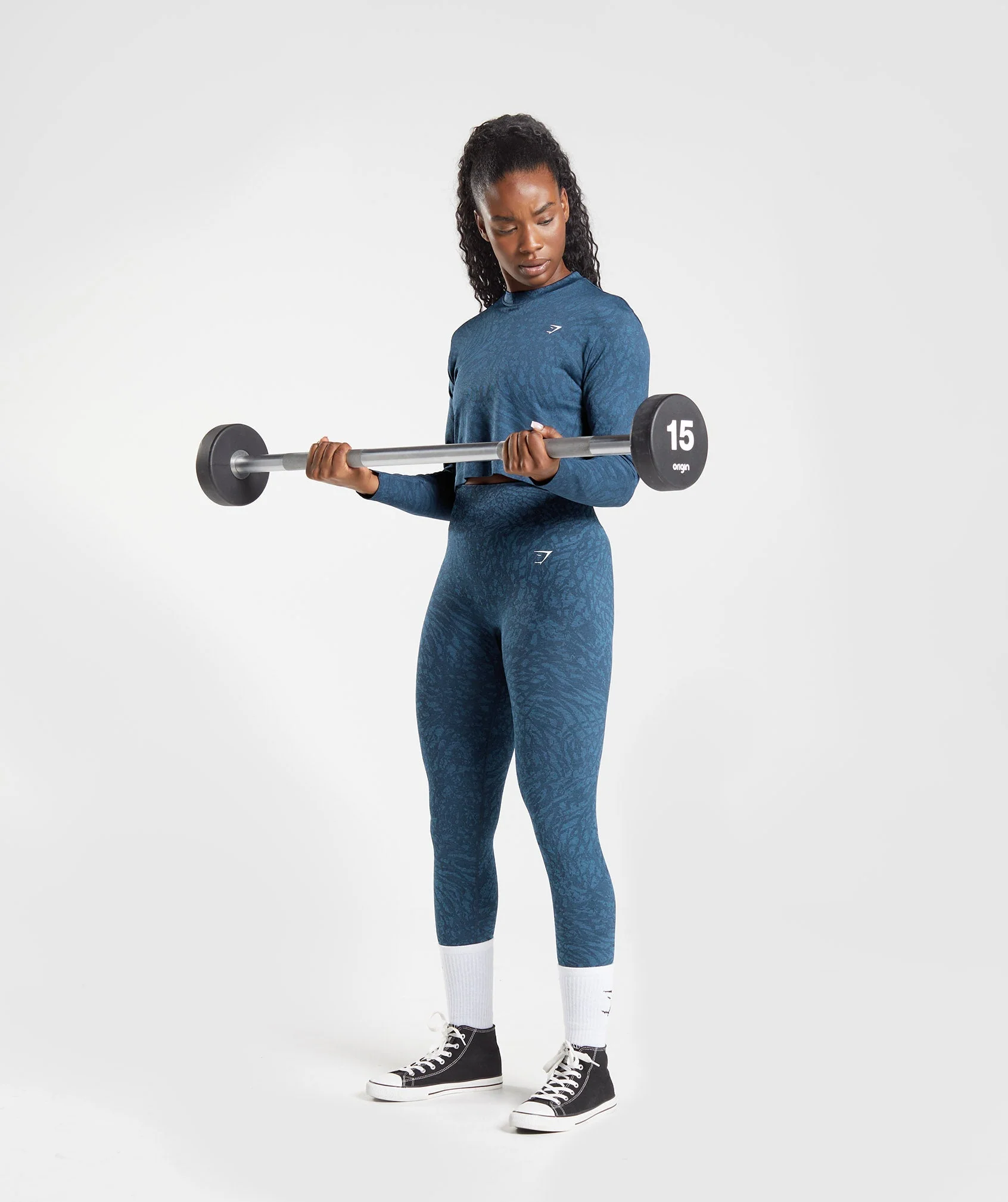 Gymshark Adapt Animal Seamless Long Sleeve Top - Wild | Navy - Image 4