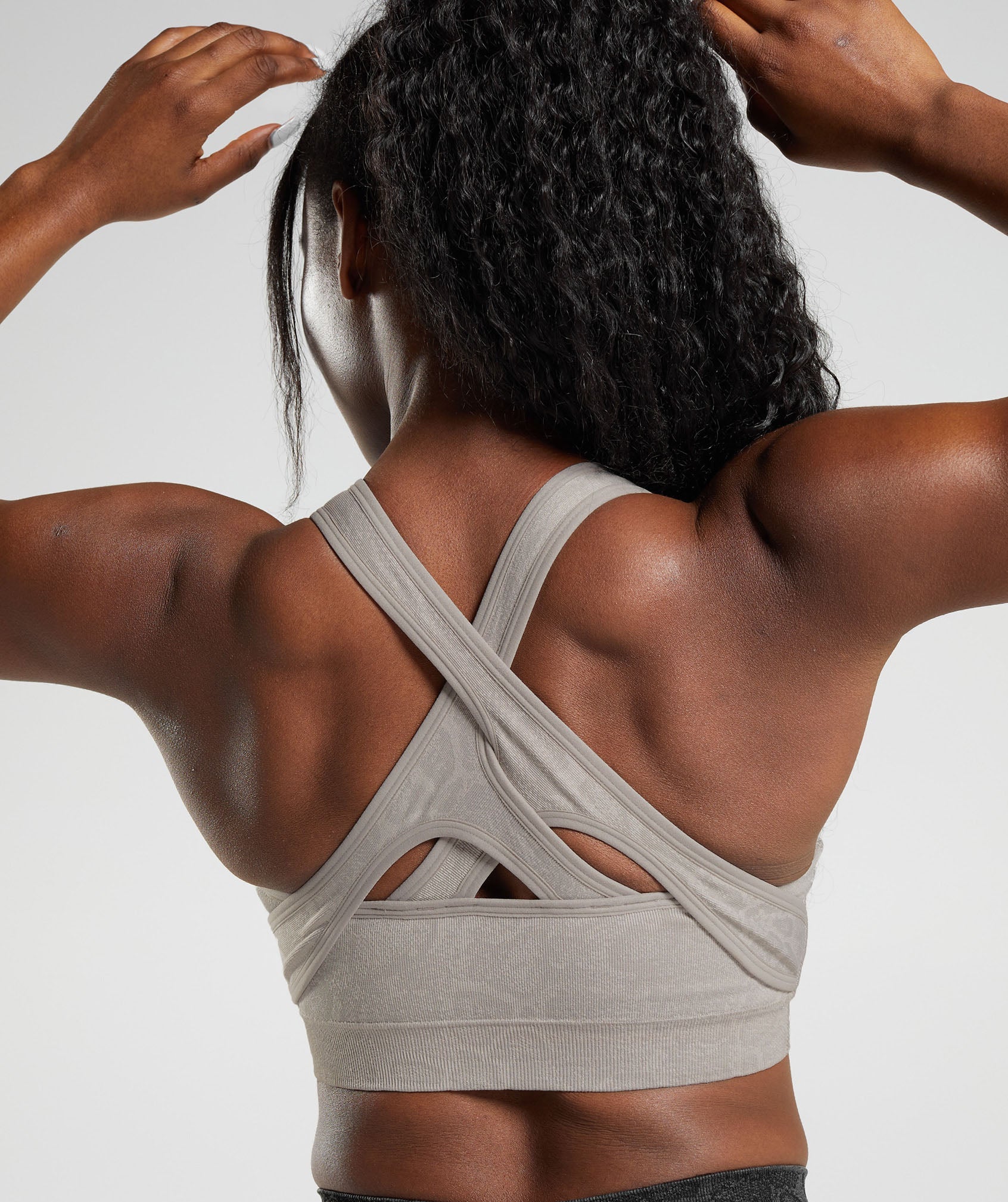 Gymshark Adapt Animal Seamless Sports Bra - Mushroom Brown/Urban Grey - Image 2