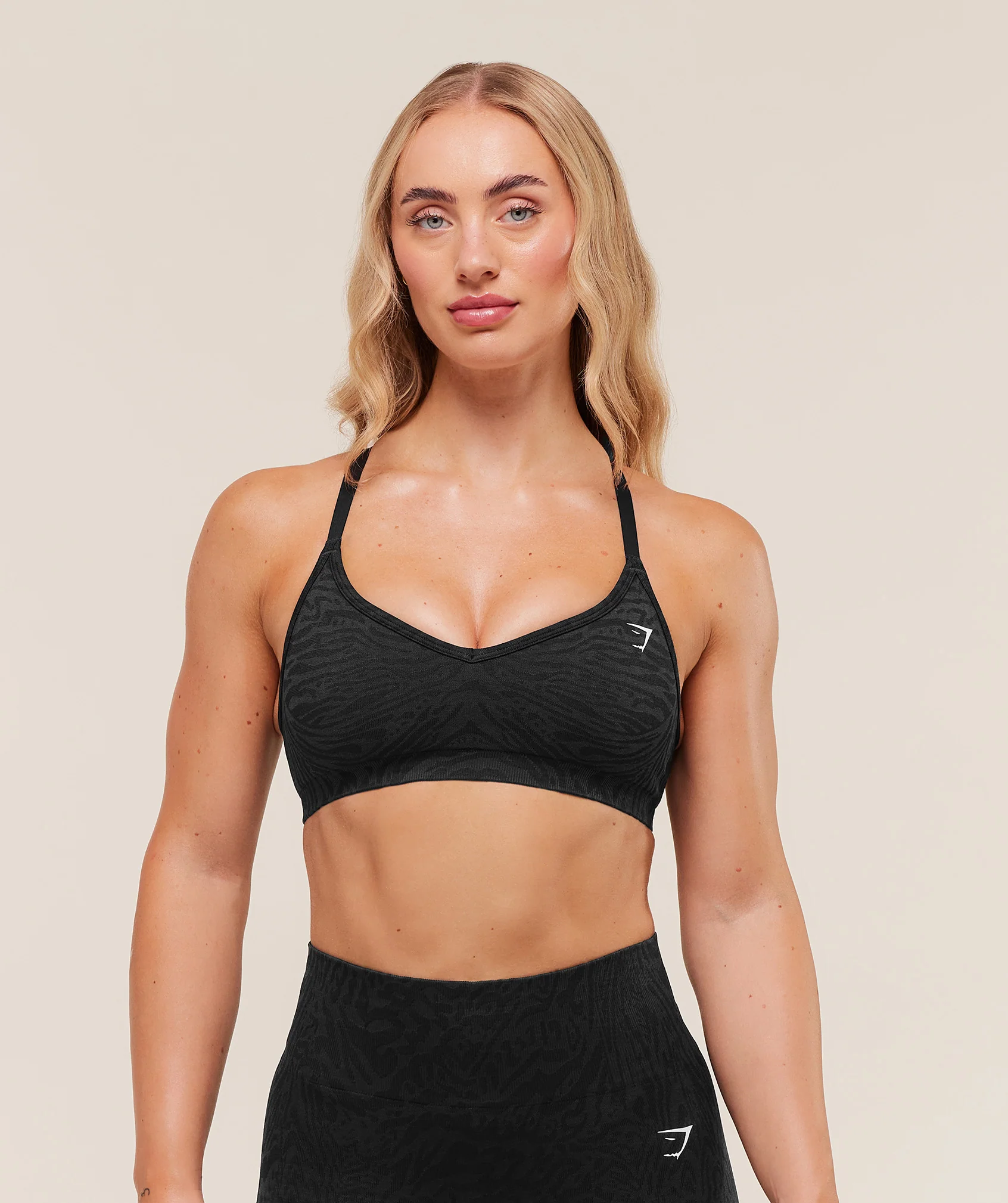 Gymshark Adapt Animal Seamless Sports Bra - Black/Asphalt Grey