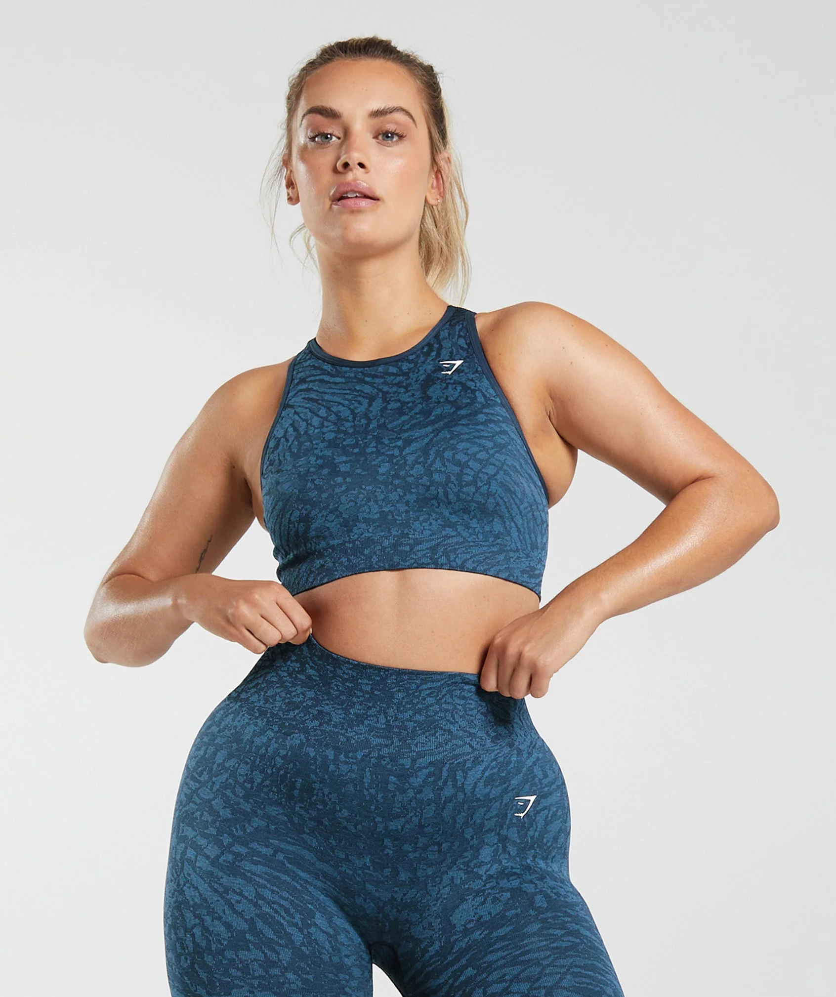 Gymshark Adapt Animal Seamless Sports Bra - Wild | Navy - Image 4