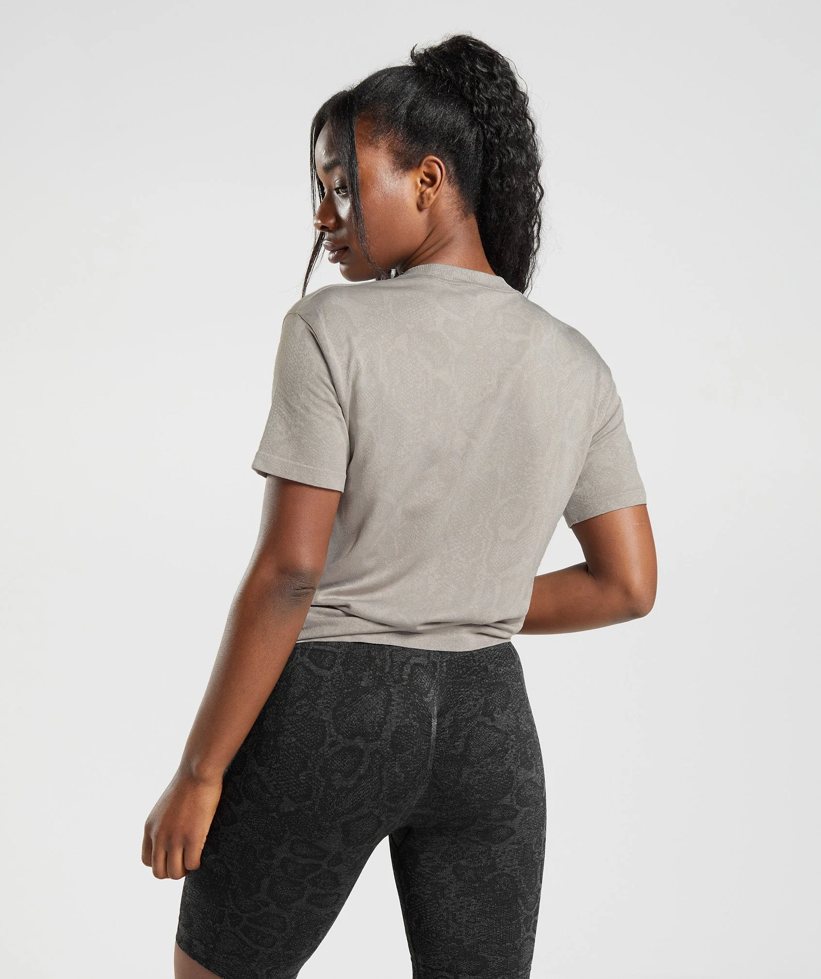 Gymshark Adapt Animal Seamless T-Shirt - Mushroom Brown/Urban Grey - Image 2