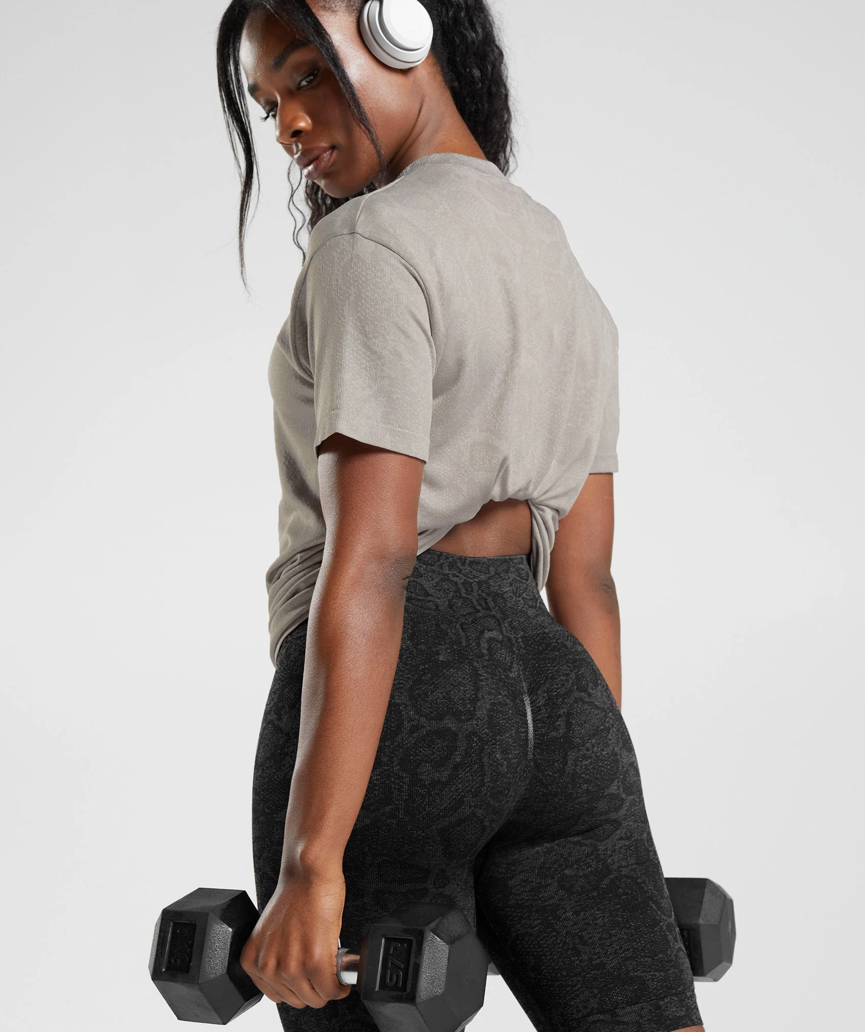 Gymshark Adapt Animal Seamless T-Shirt - Mushroom Brown/Urban Grey - Image 4