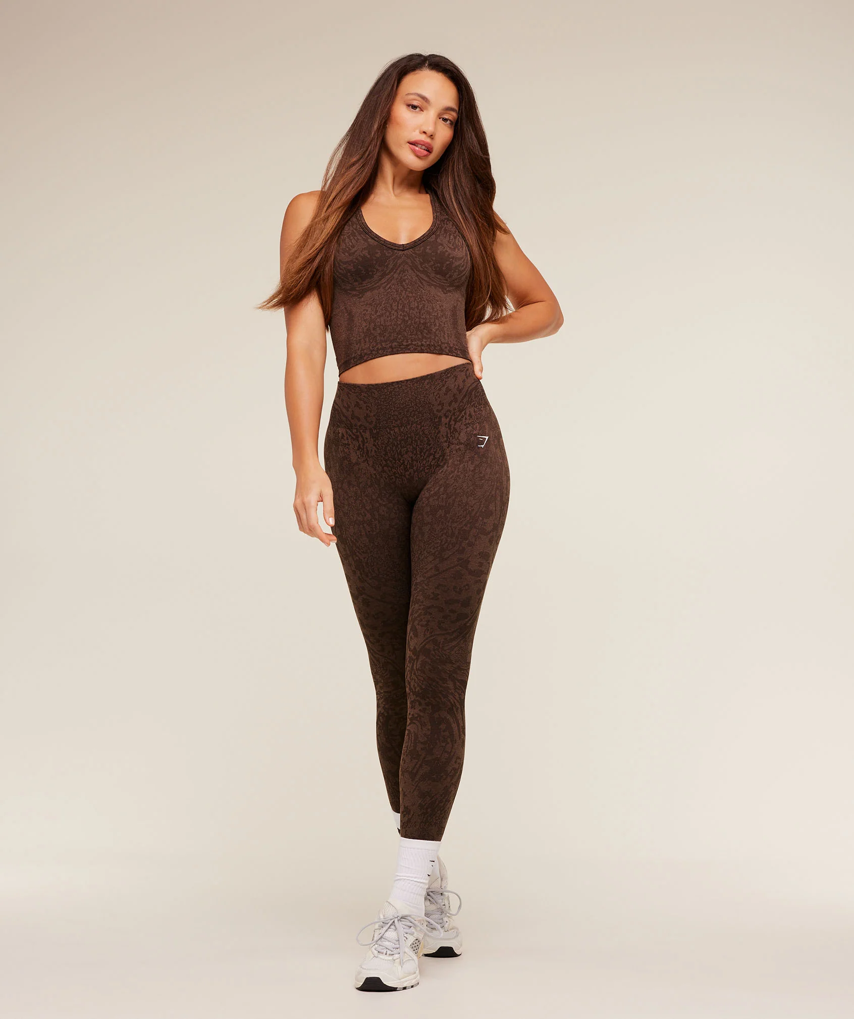 Gymshark Adapt Animal X Whitney Tank Top with Shelf - Archive Brown / Soft Brown - Image 5