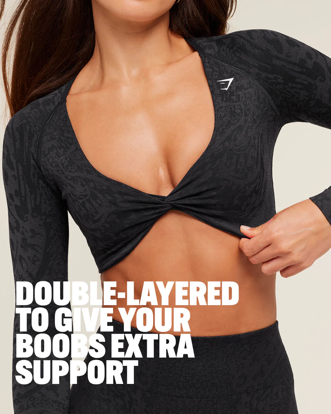 Gymshark Adapt Animal X Whitney Long Sleeve Crop Top - Black/Asphalt Grey - Image 2