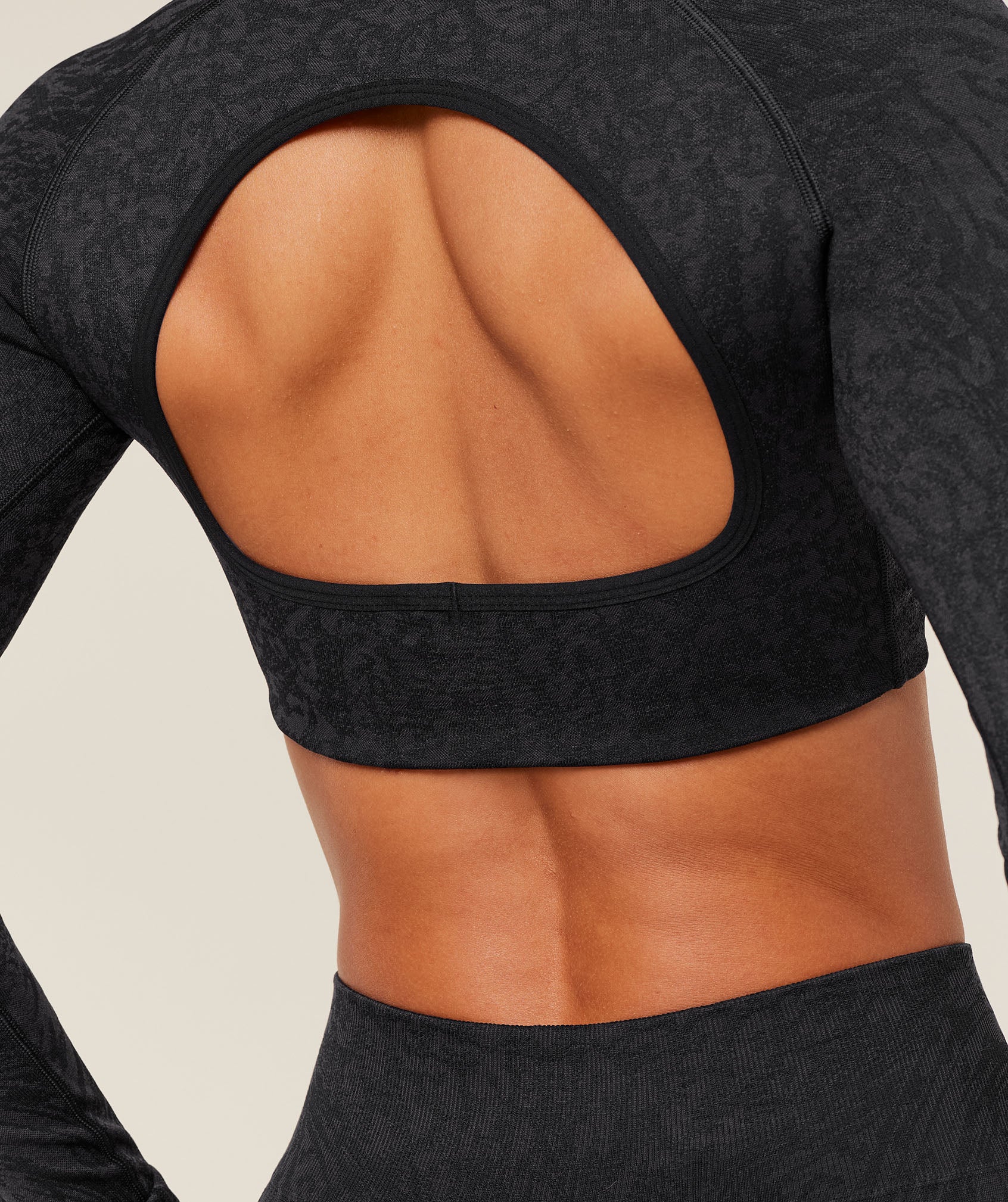 Gymshark Adapt Animal X Whitney Long Sleeve Crop Top - Black/Asphalt Grey - Image 6