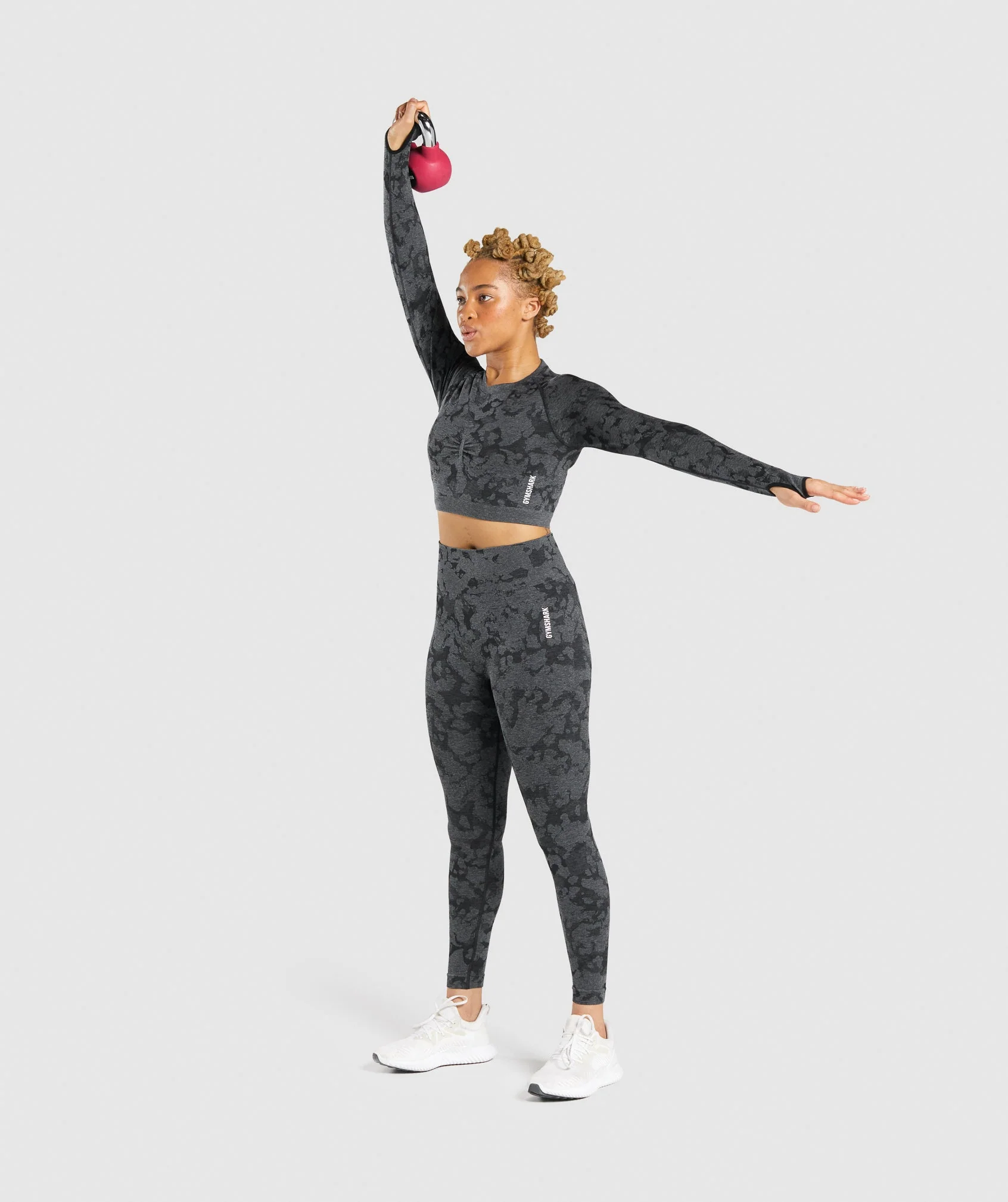 Gymshark Adapt Camo Seamless Long Sleeve Crop Top - Black - Image 4