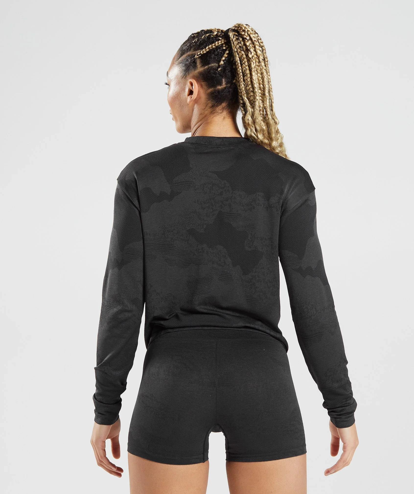Gymshark Adapt Camo Seamless Long Sleeve Top - Lava | Black - Image 2