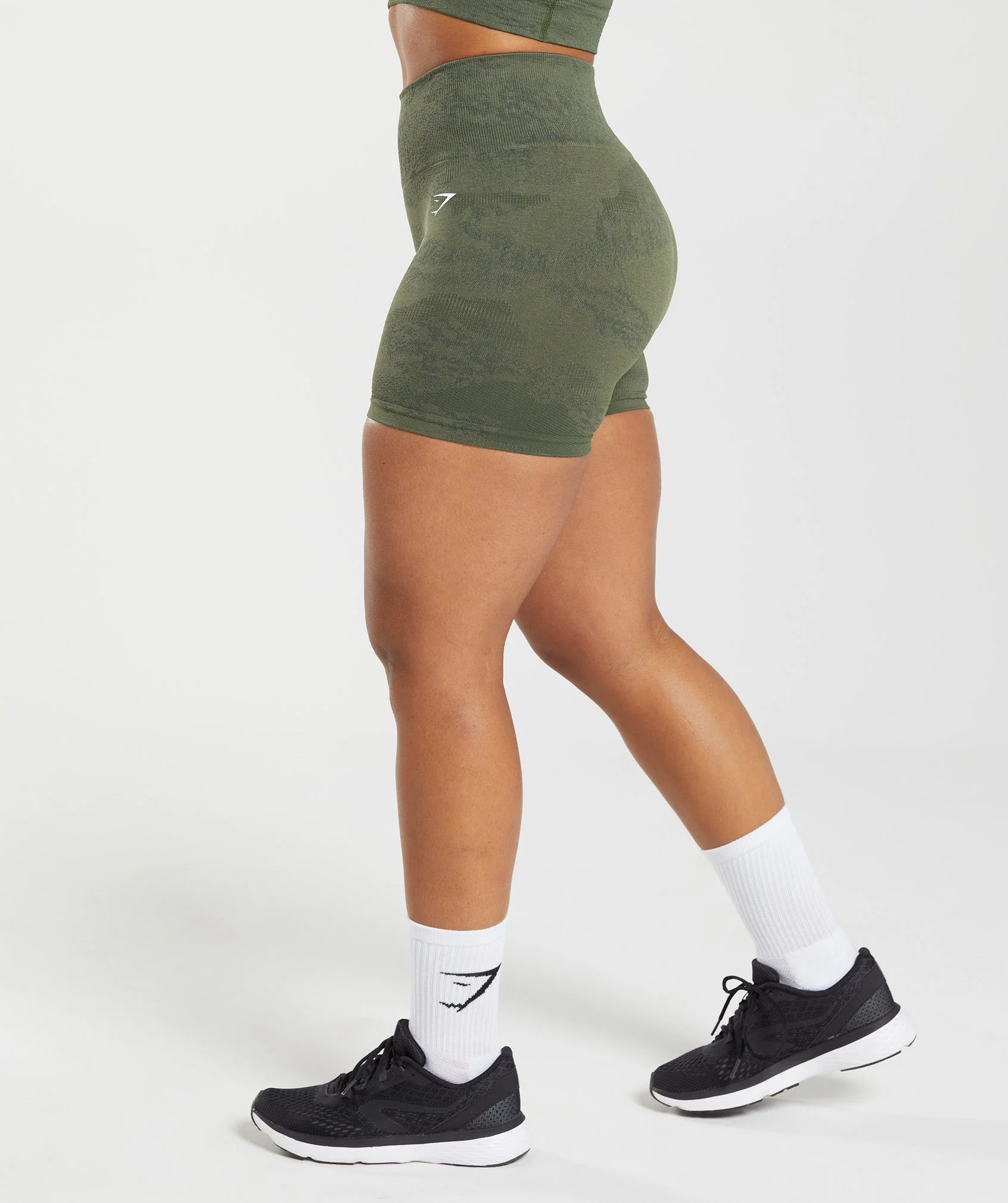 Gymshark Adapt Camo Seamless Shorts - Moss Olive/Core Olive - Image 3