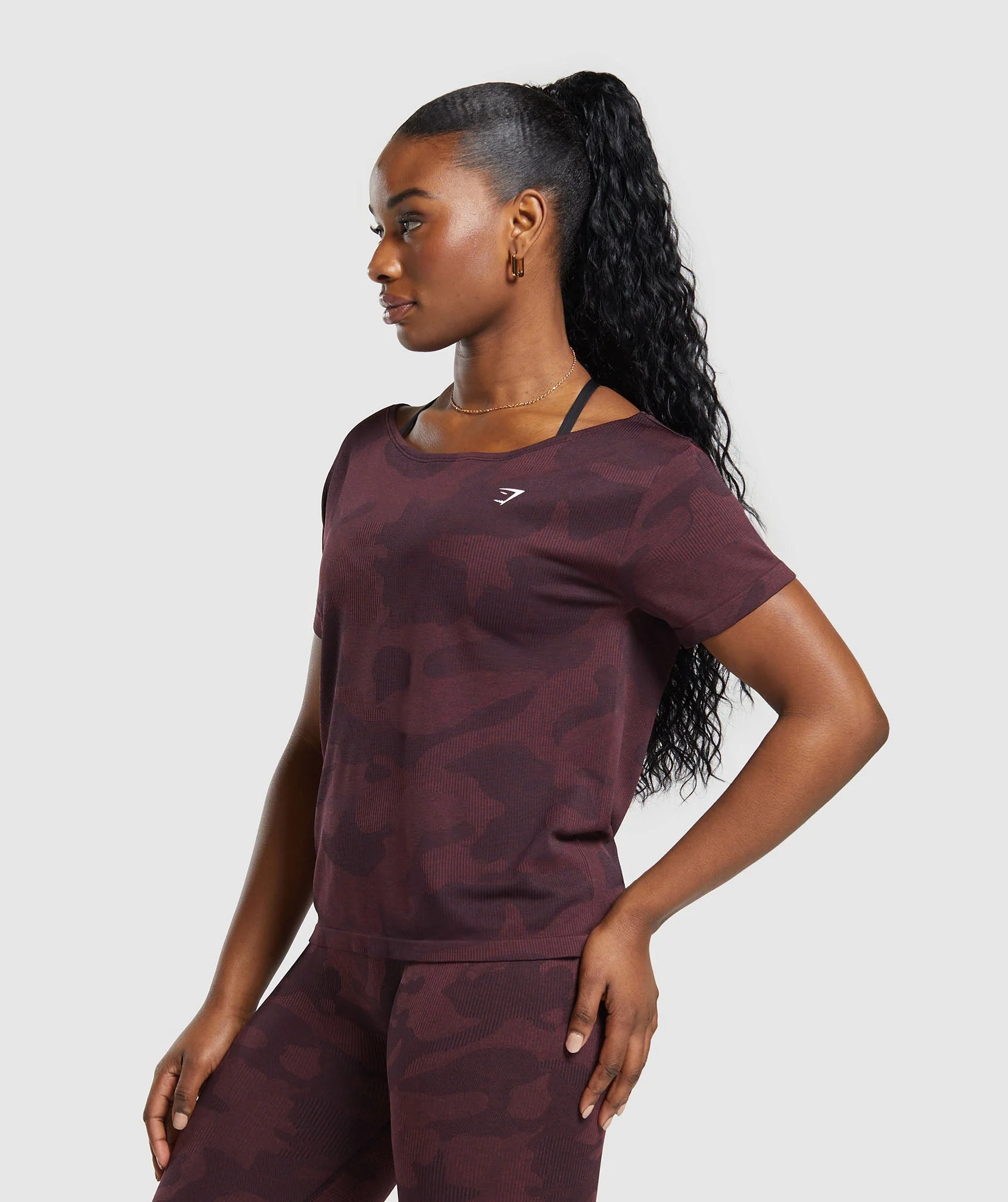 Gymshark Adapt Camo Seamless T-Shirt - Plum Brown/Burgundy Brown - Image 3