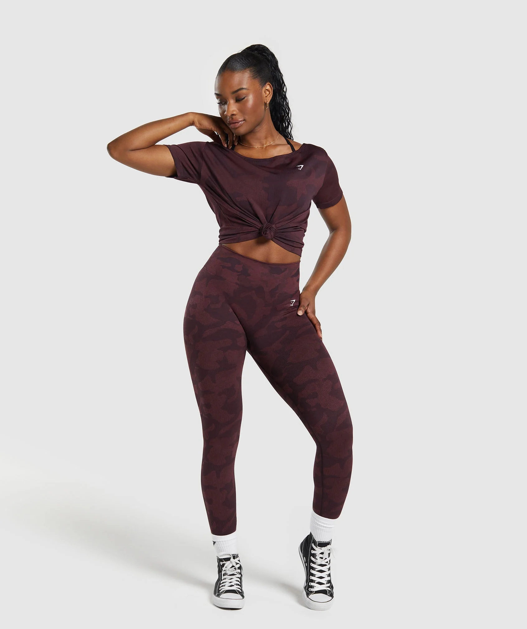 Gymshark Adapt Camo Seamless T-Shirt - Plum Brown/Burgundy Brown - Image 4
