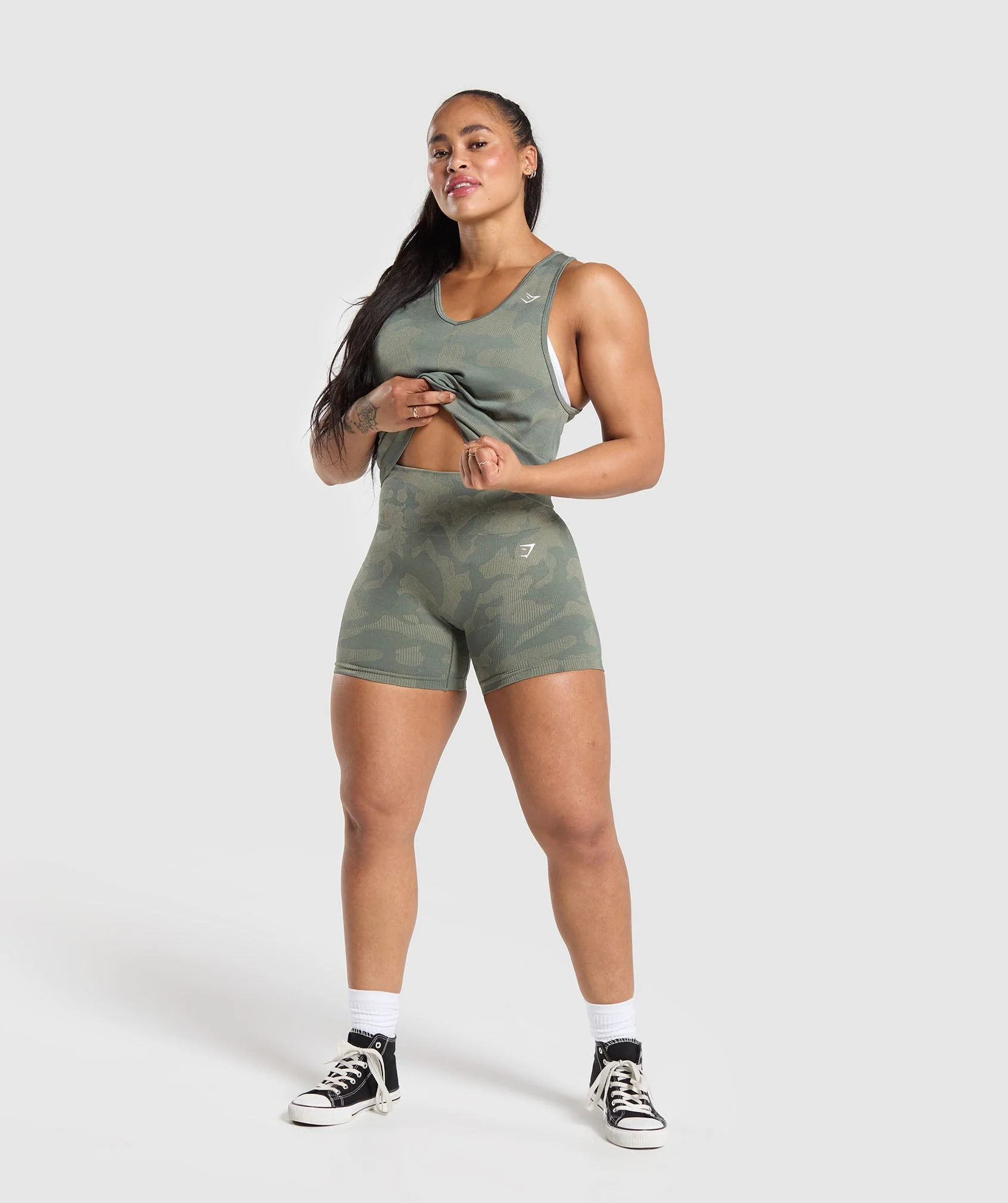Gymshark Adapt Camo Seamless Tank - Unit Green/Chalk Green - Image 4