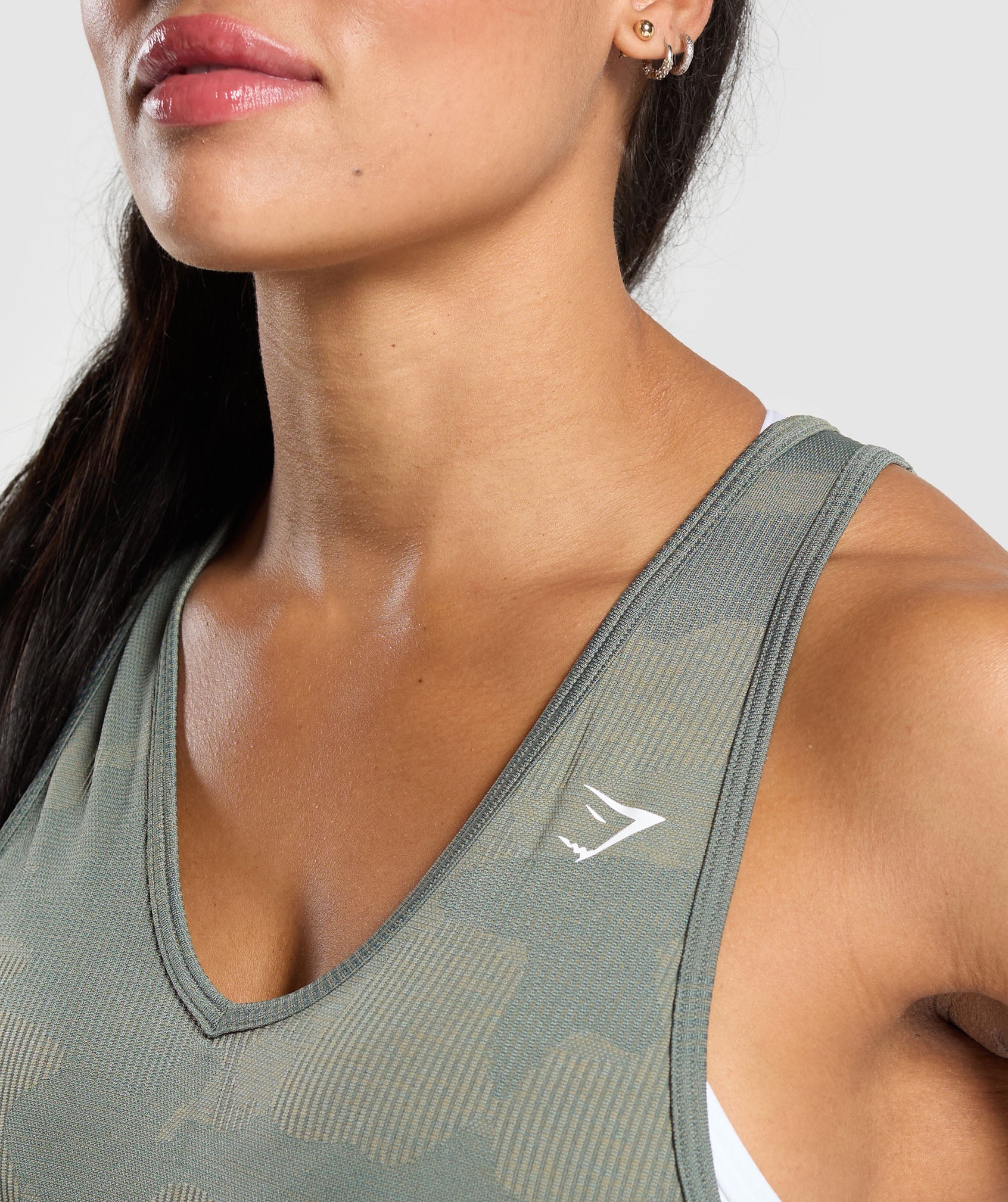 Gymshark Adapt Camo Seamless Tank - Unit Green/Chalk Green - Image 6