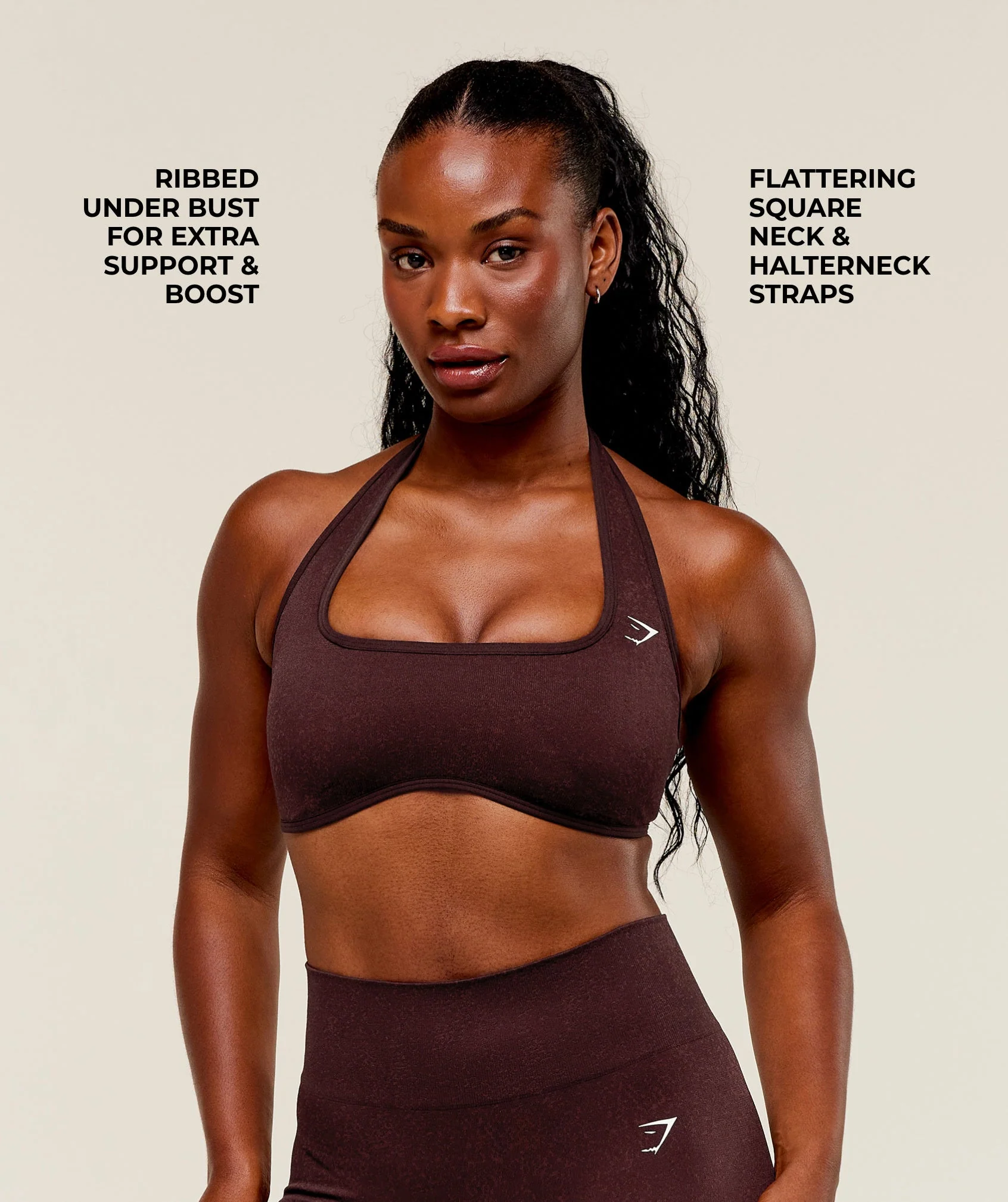 Gymshark Adapt Fleck x Whitney Halterneck Sports Bra - Cherry Purple/Rich Maroon - Image 5