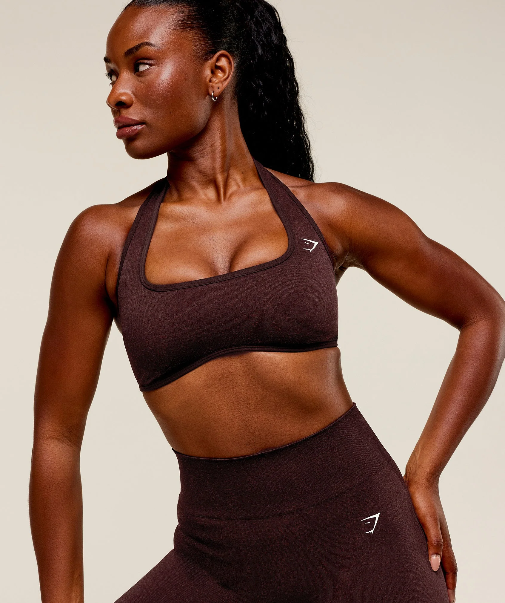 Gymshark Adapt Fleck x Whitney Halterneck Sports Bra - Cherry Purple/Rich Maroon - Image 6