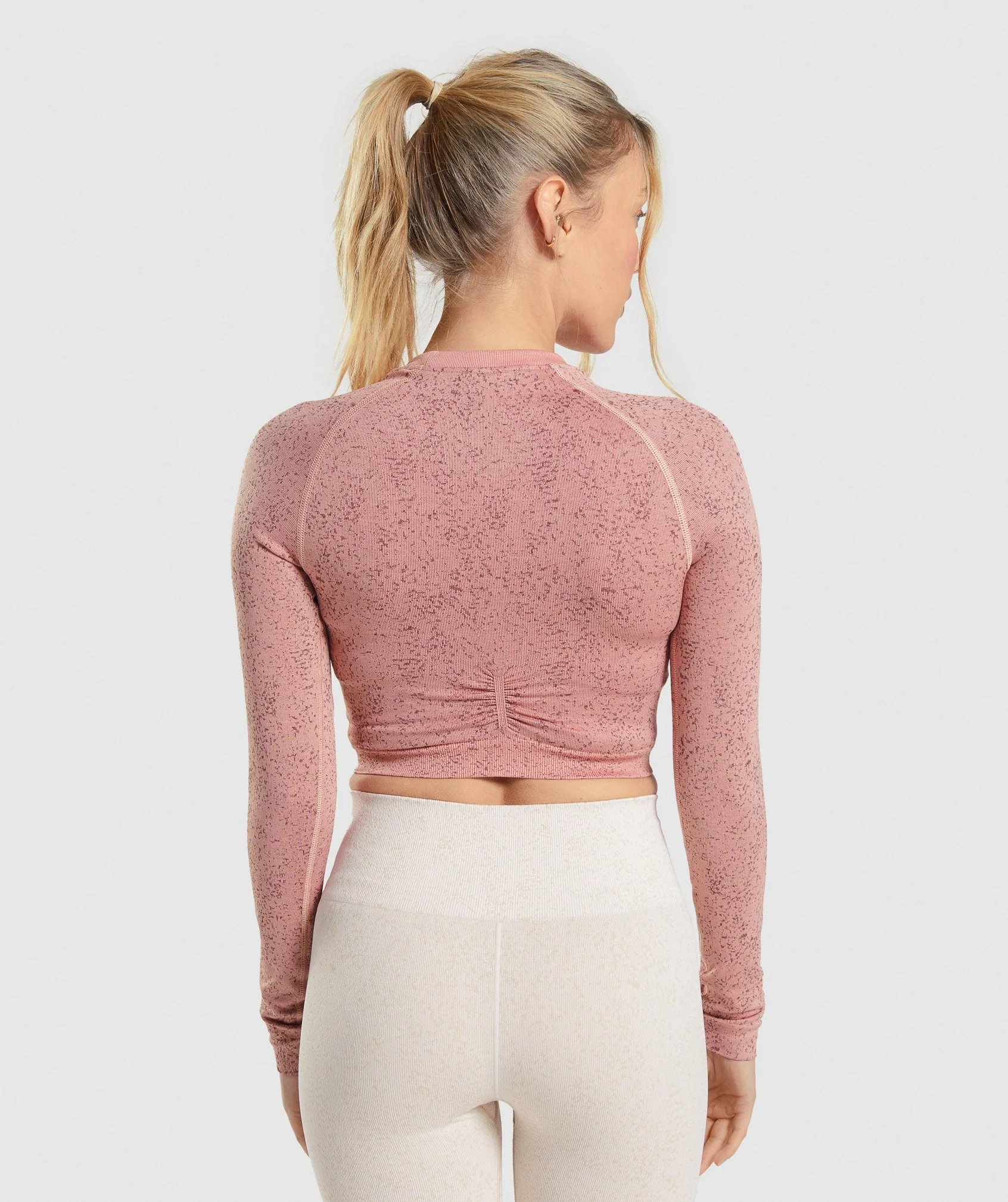 Gymshark Adapt Fleck Seamless Long Sleeve Crop Top - Mineral | Paige Pink - Image 2