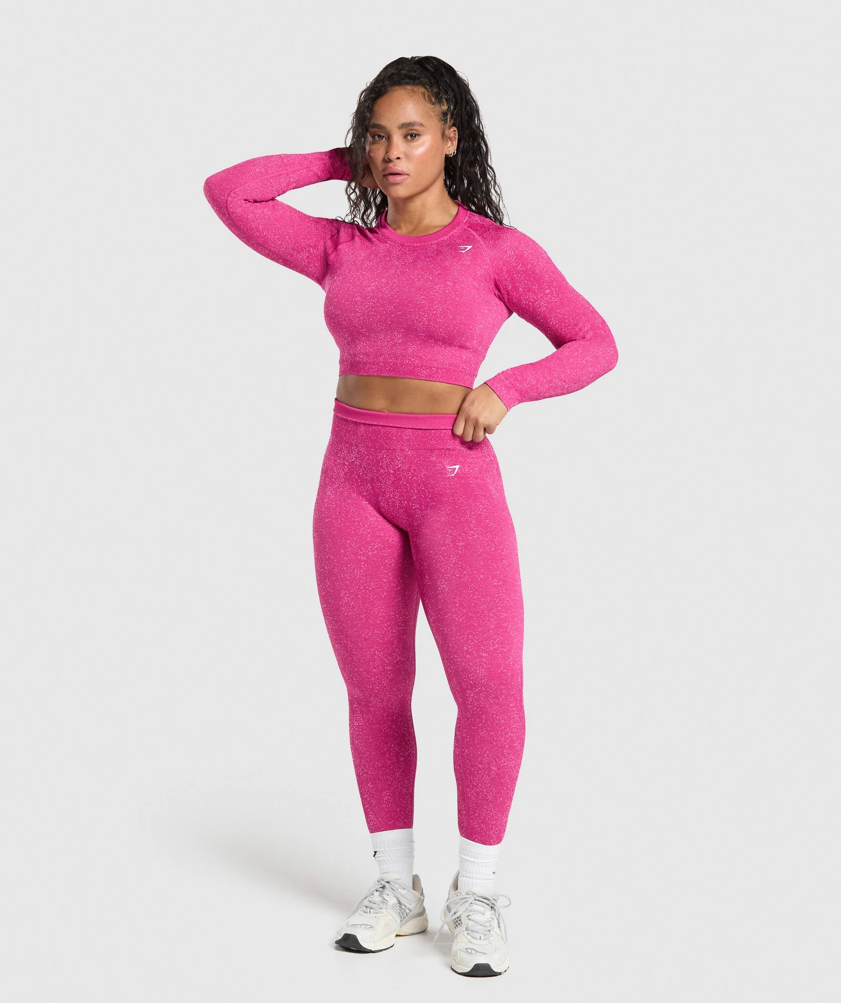Gymshark Adapt Fleck Seamless Long Sleeve Crop Top - Winning Pink/Sour Pink - Image 6