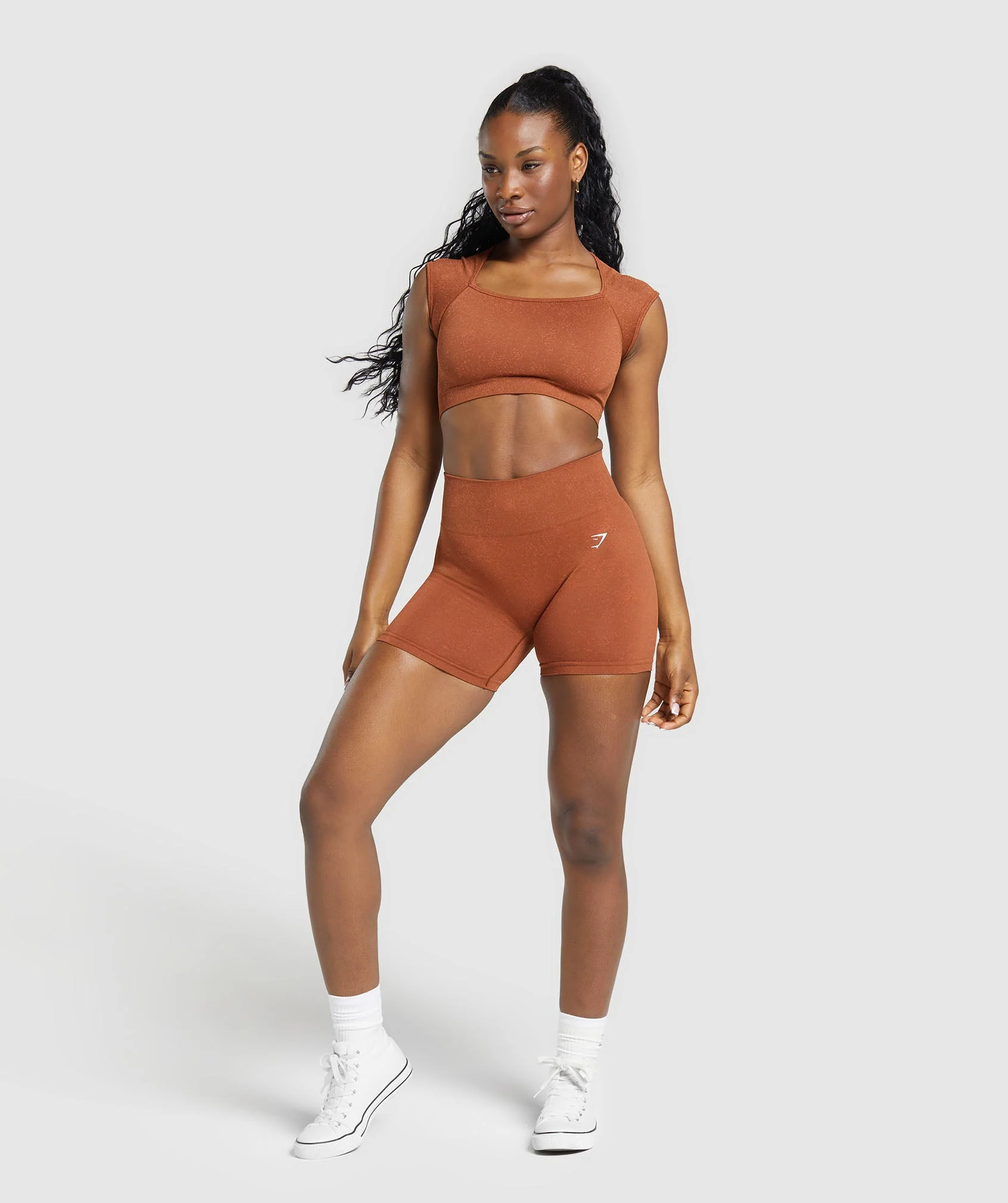 Gymshark Adapt Fleck Seamless Shorts - Copper Brown/Terracotta Orange - Image 4